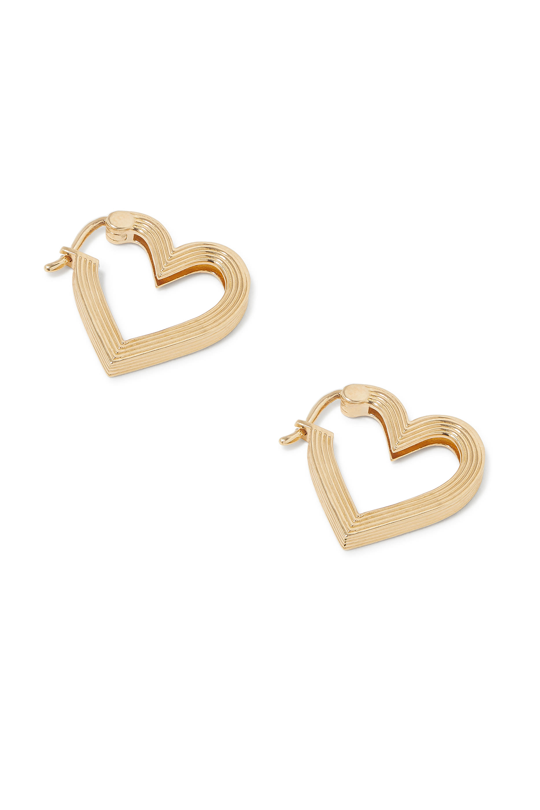 Fluted Hear Huggies, 14k Yellow Gold