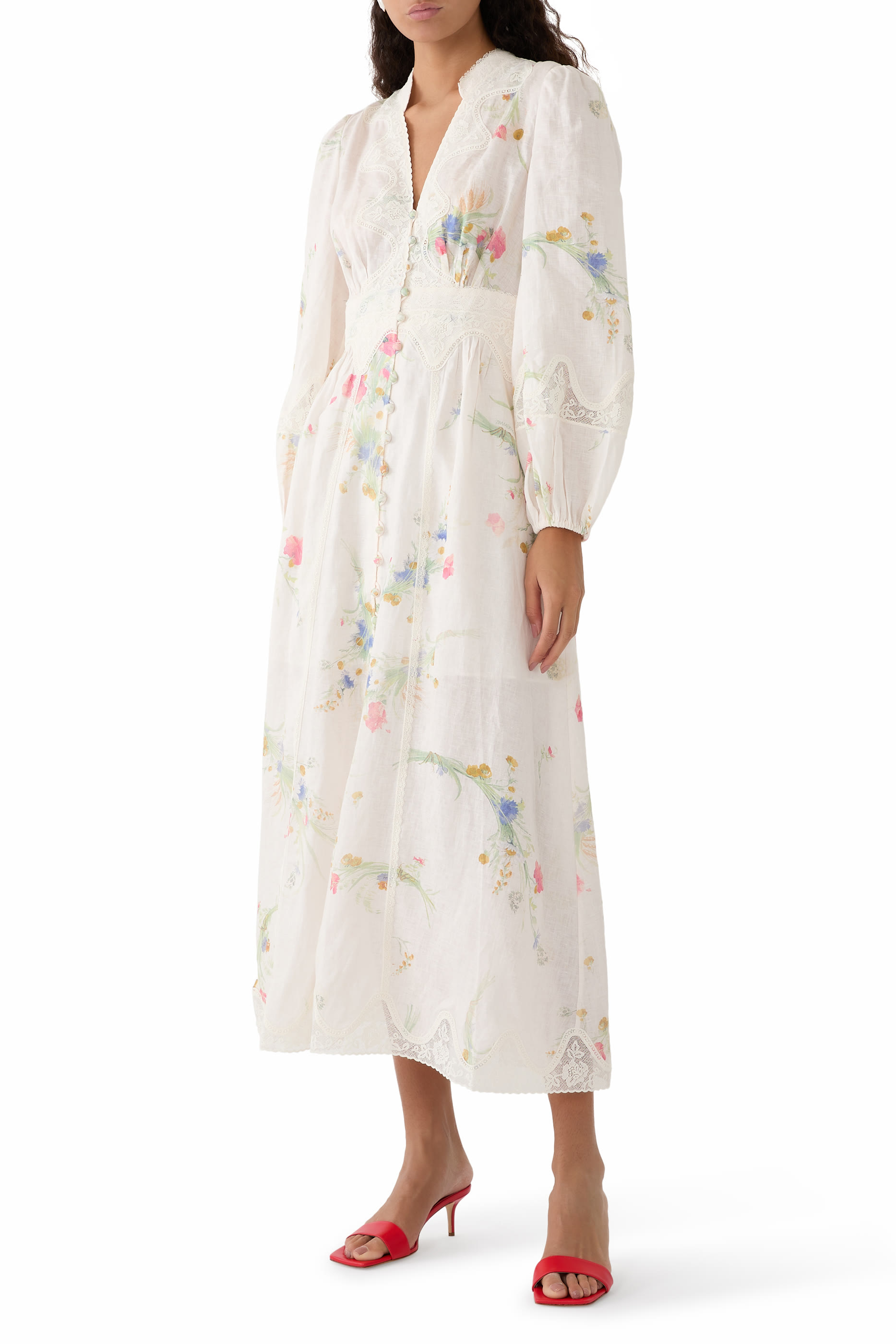 Lucky Lace Plunge Midi Dress