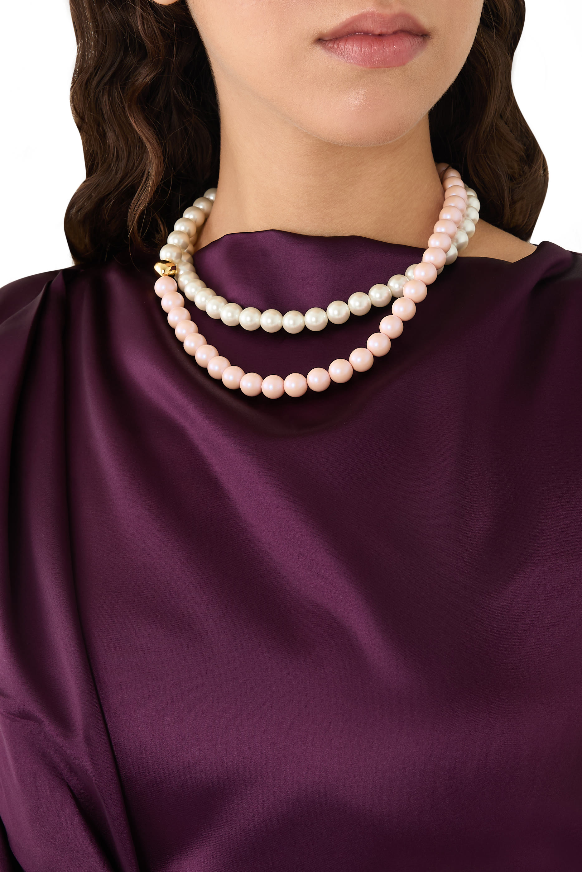 Two-Toned Necklace, Plated Metal & Enamel