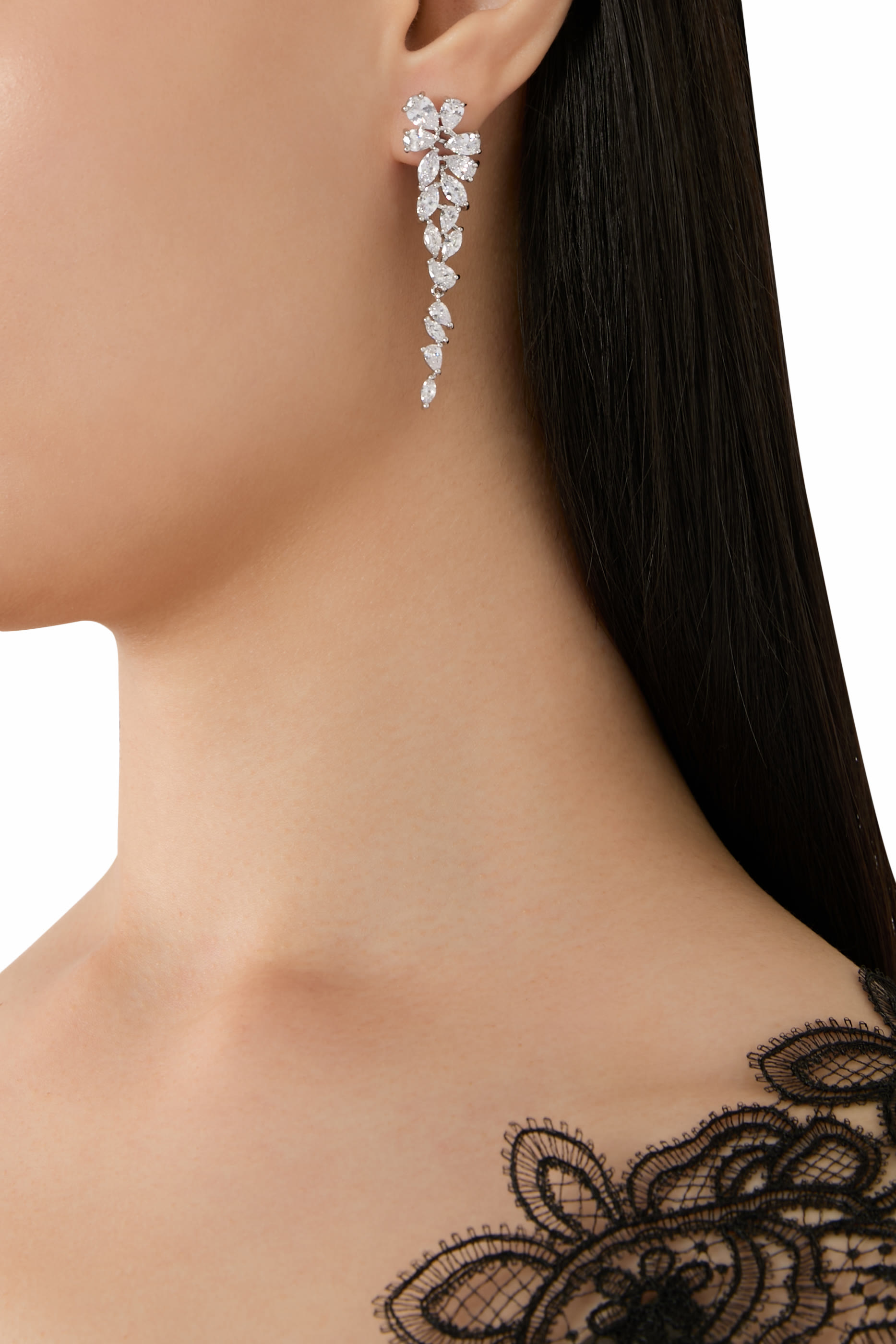 Estelle Earrings, Sterling Silver &  Cubic Zirconia 