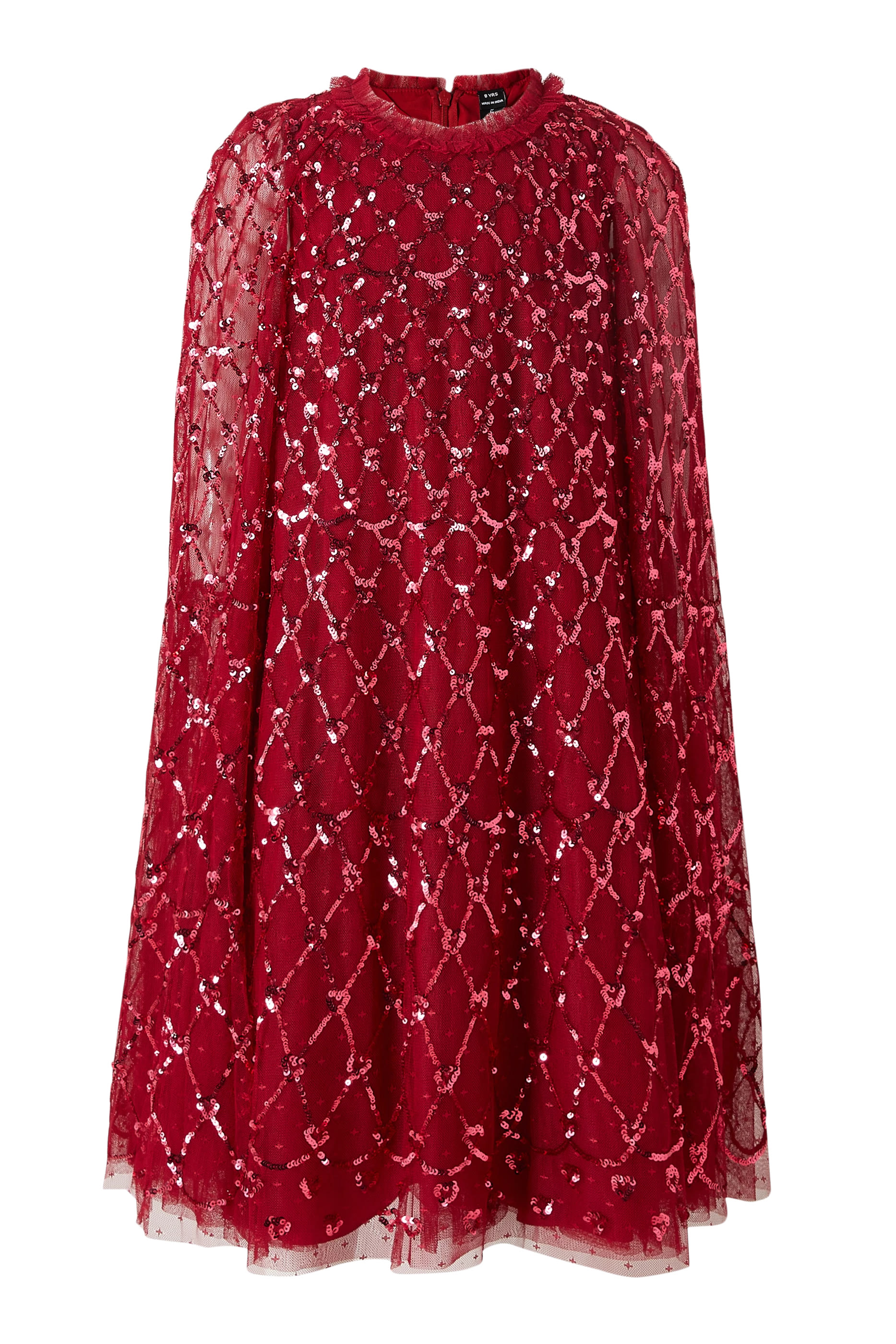 Kids Heart Lattice Cape Dress