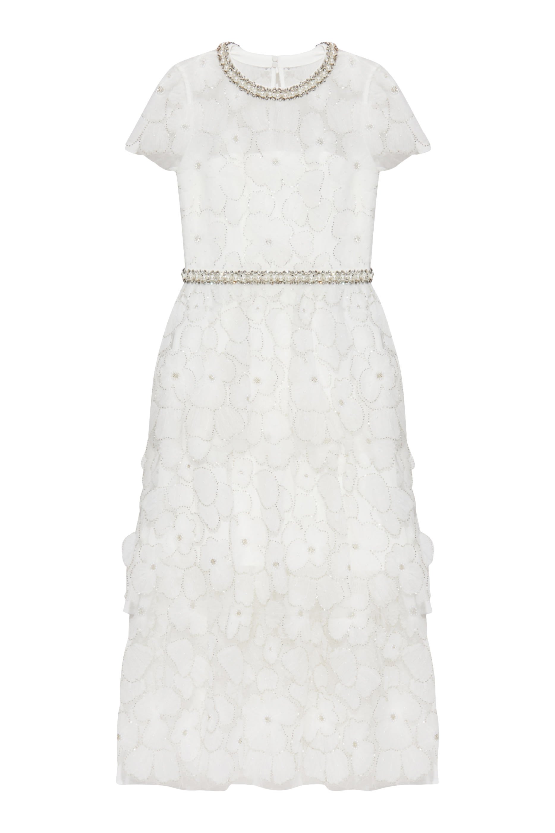 Embellished Tulle Tiered Midi Dress