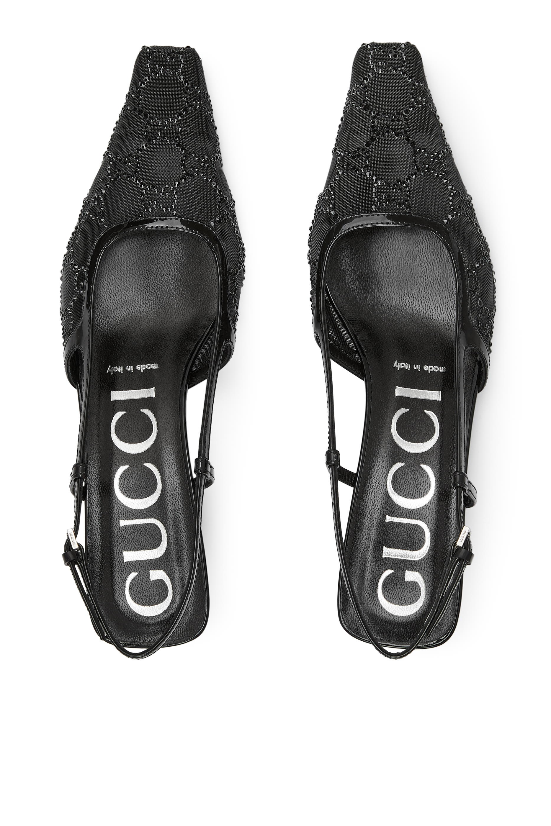  GG 35 Crystal Embellished Mesh Slingback Pumps 