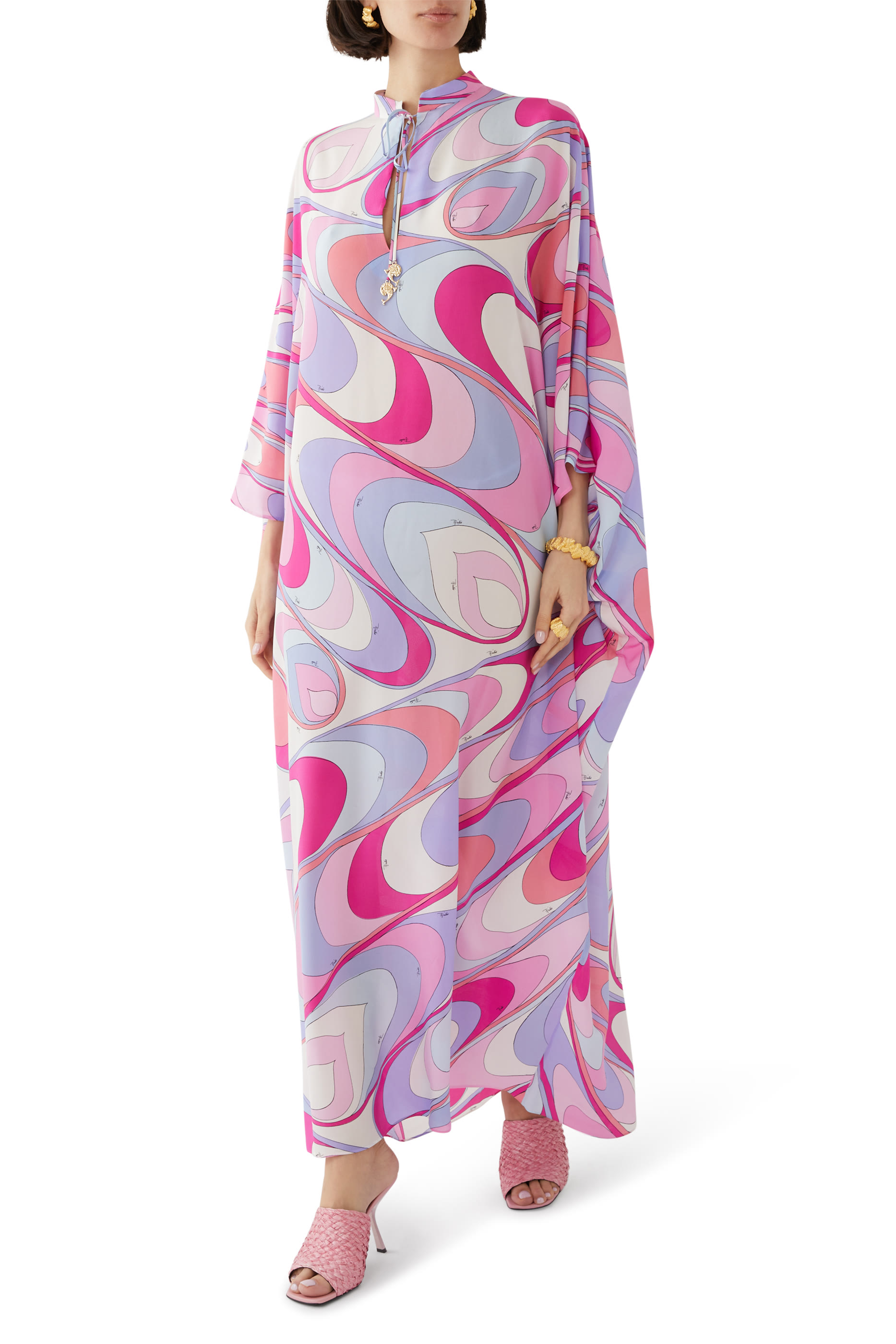 Onde-Print Silk Kaftan