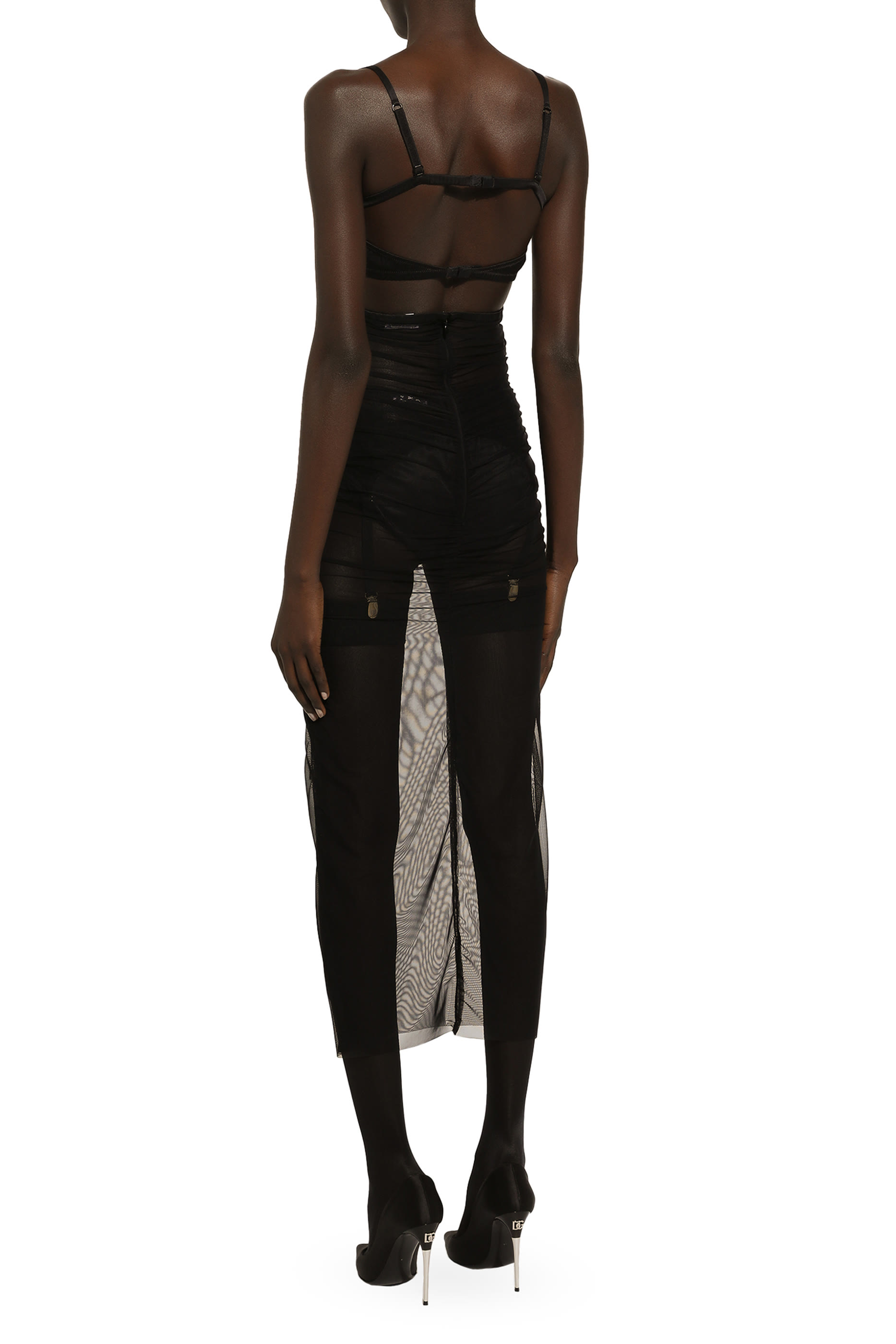 Tulle Calf-Length Dress with Corset Details