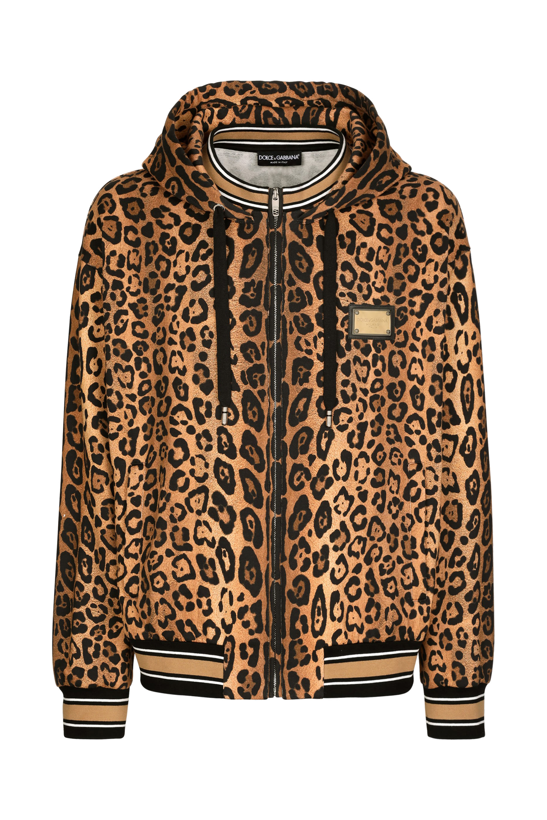  Hoodie with Leopard-Print Crespo and Tag