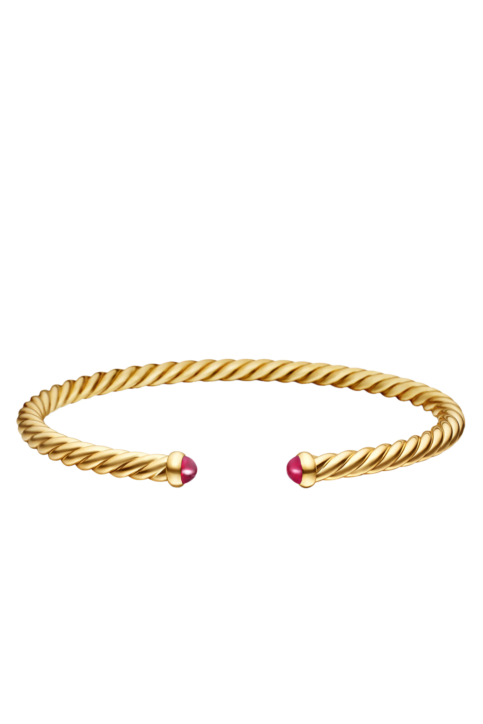 18K Yellow Gold & Rubies Cable Flex Bracelet 
