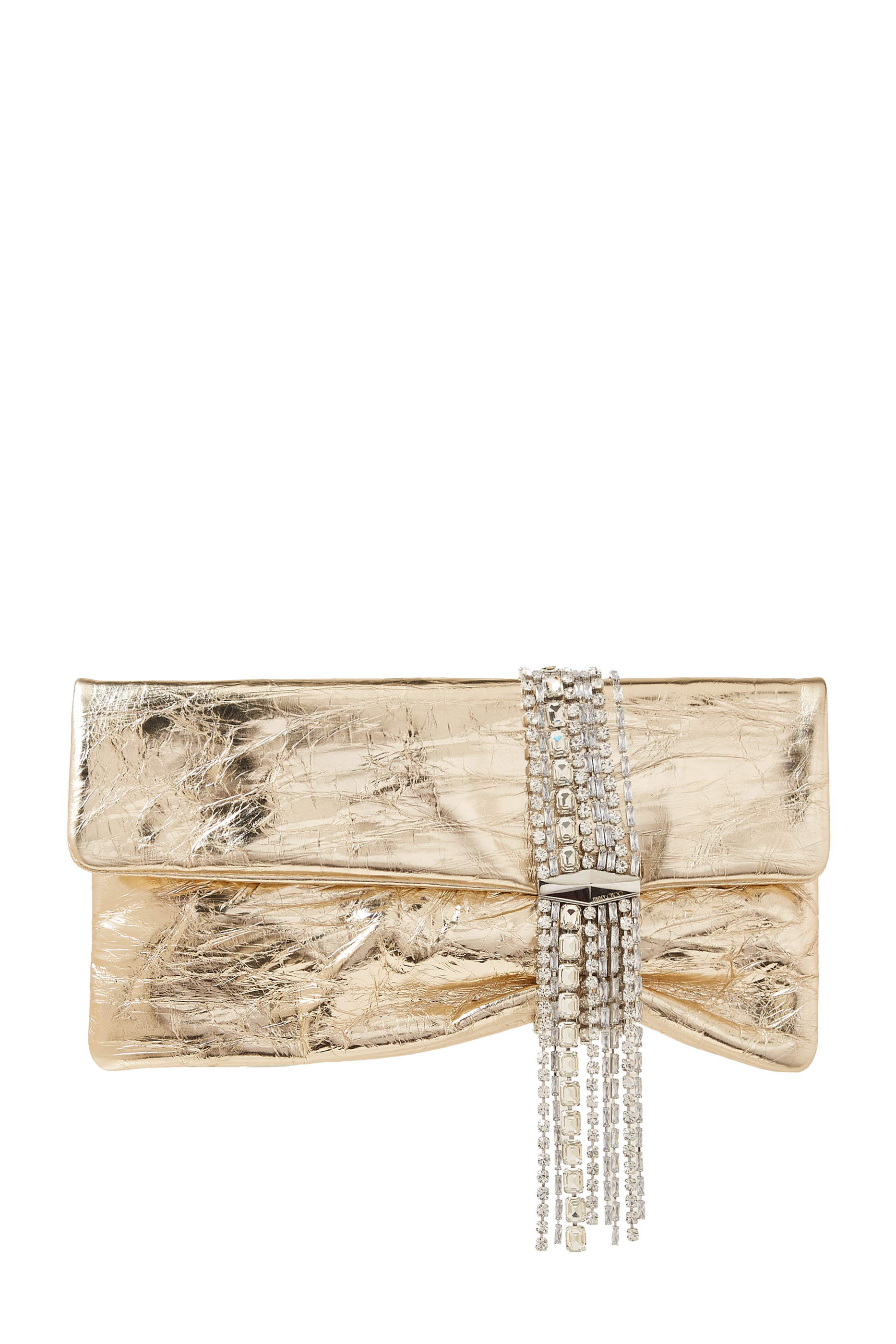 Zandra Crystal-Embellished Clutch Bag in Patent Leather