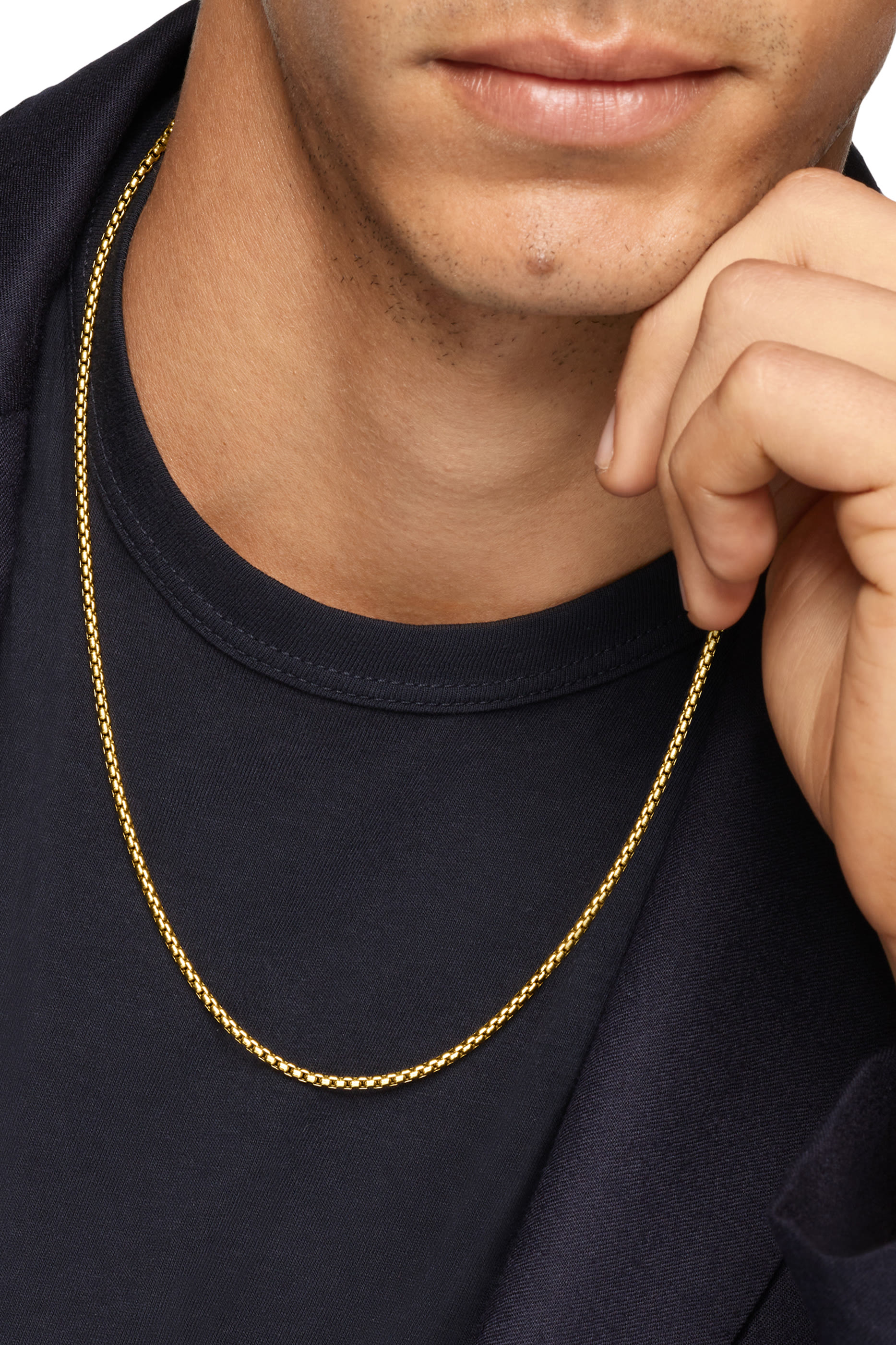   Box Chain Necklace, 18K Yellow Gold