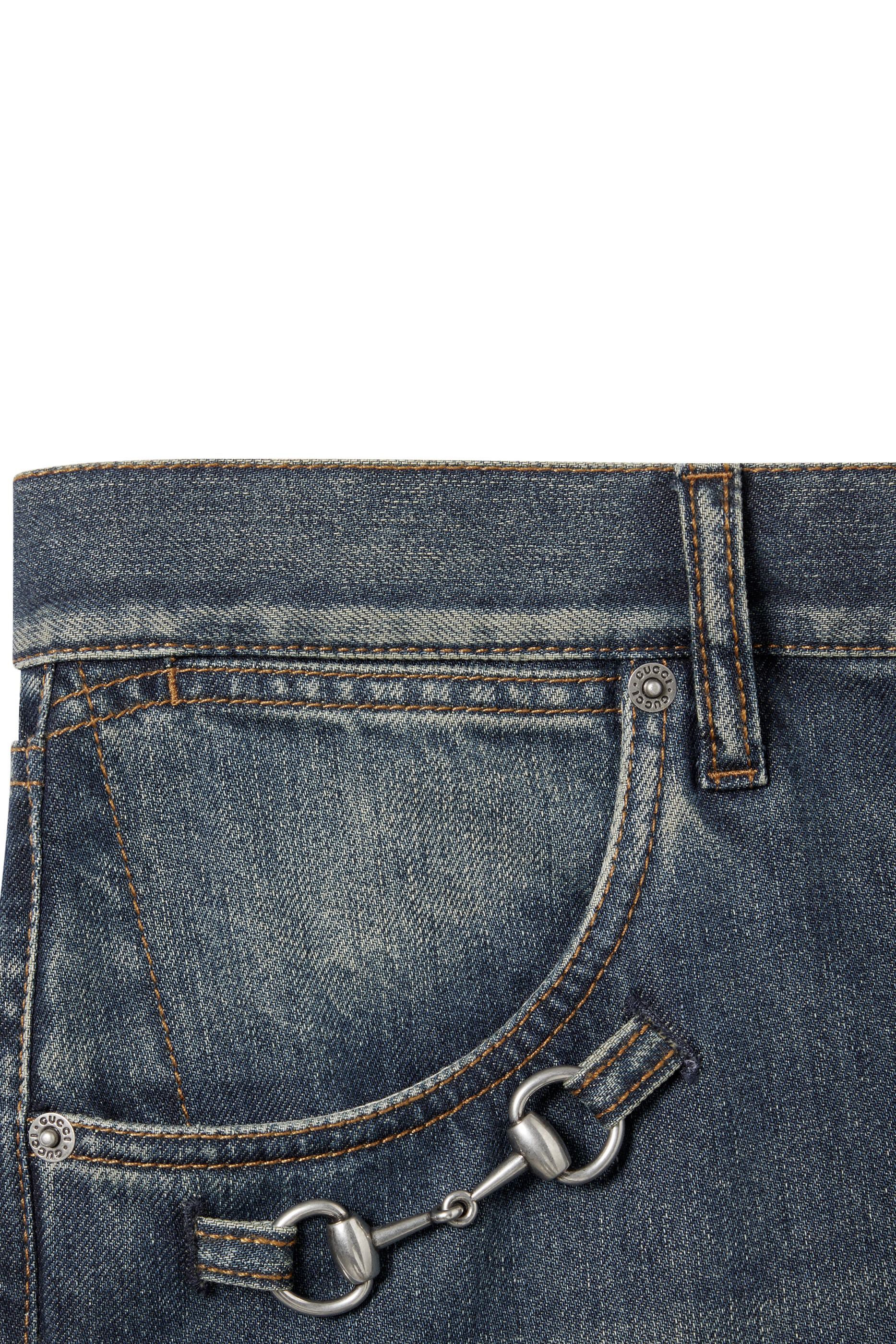 Horsebit Detail Denim Pants