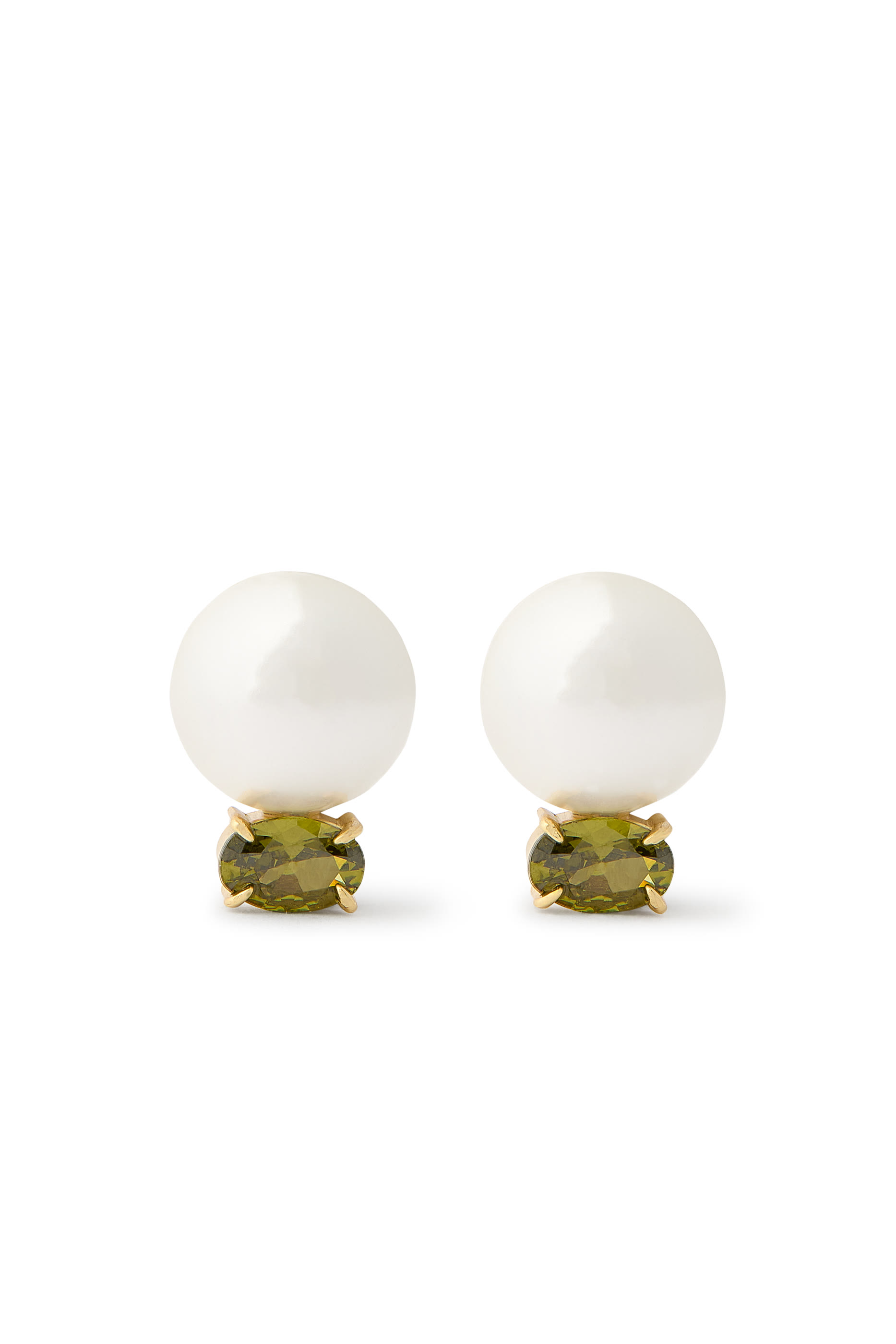 Perle Peridot Earrings, Sterling Silver, Freshwater Pearl & Peridot Gemstone