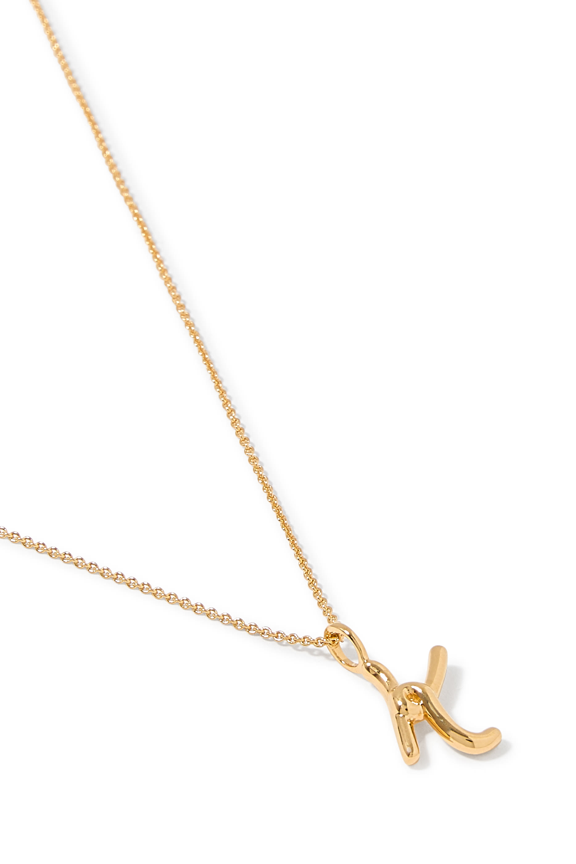 Curly Molten Mini Initial Necklace - K, 18ct Recycled Gold Vermeil on Recycled Sterling Silver