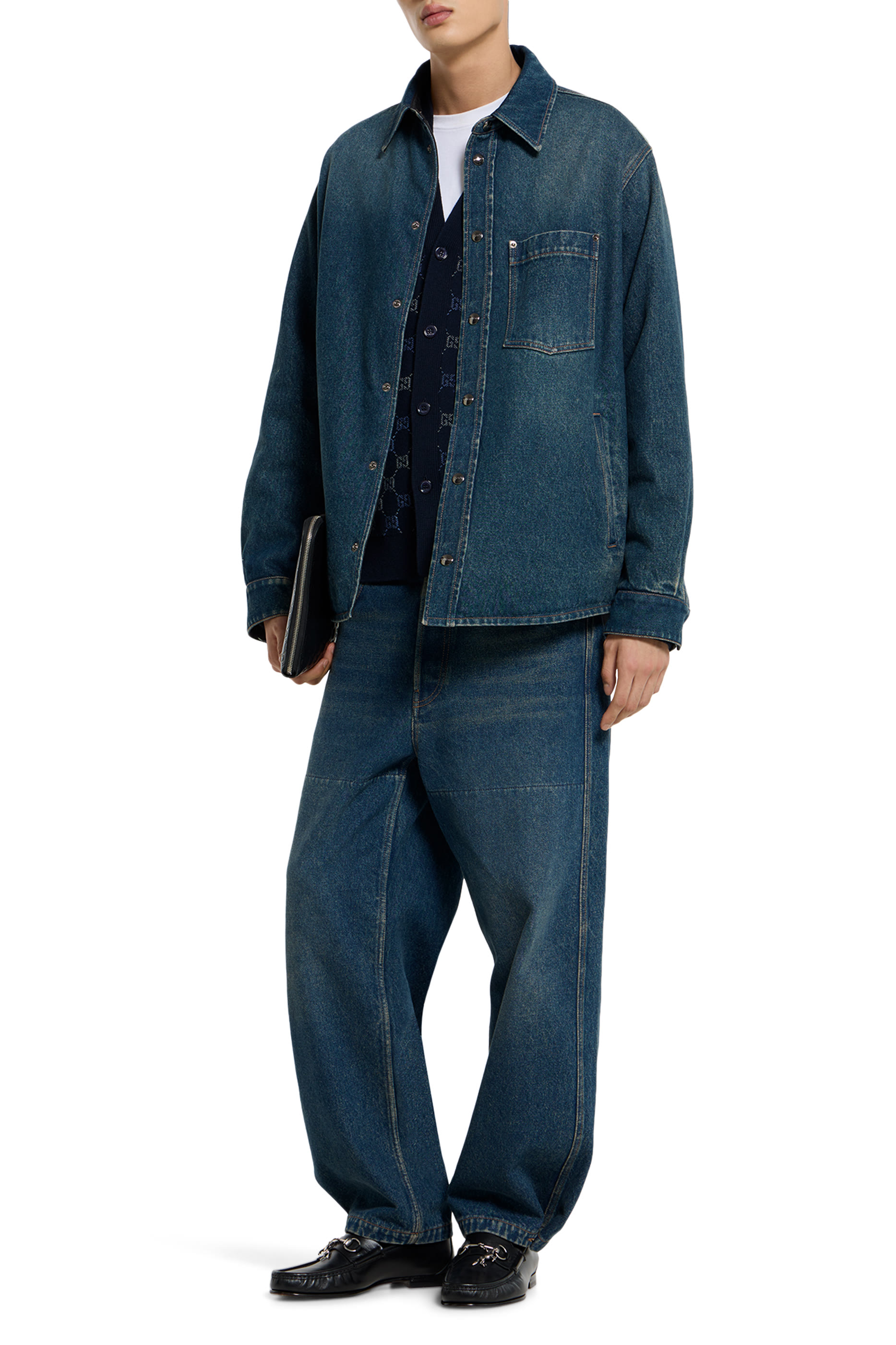 Reversible Padded Denim and Nylon Shirt