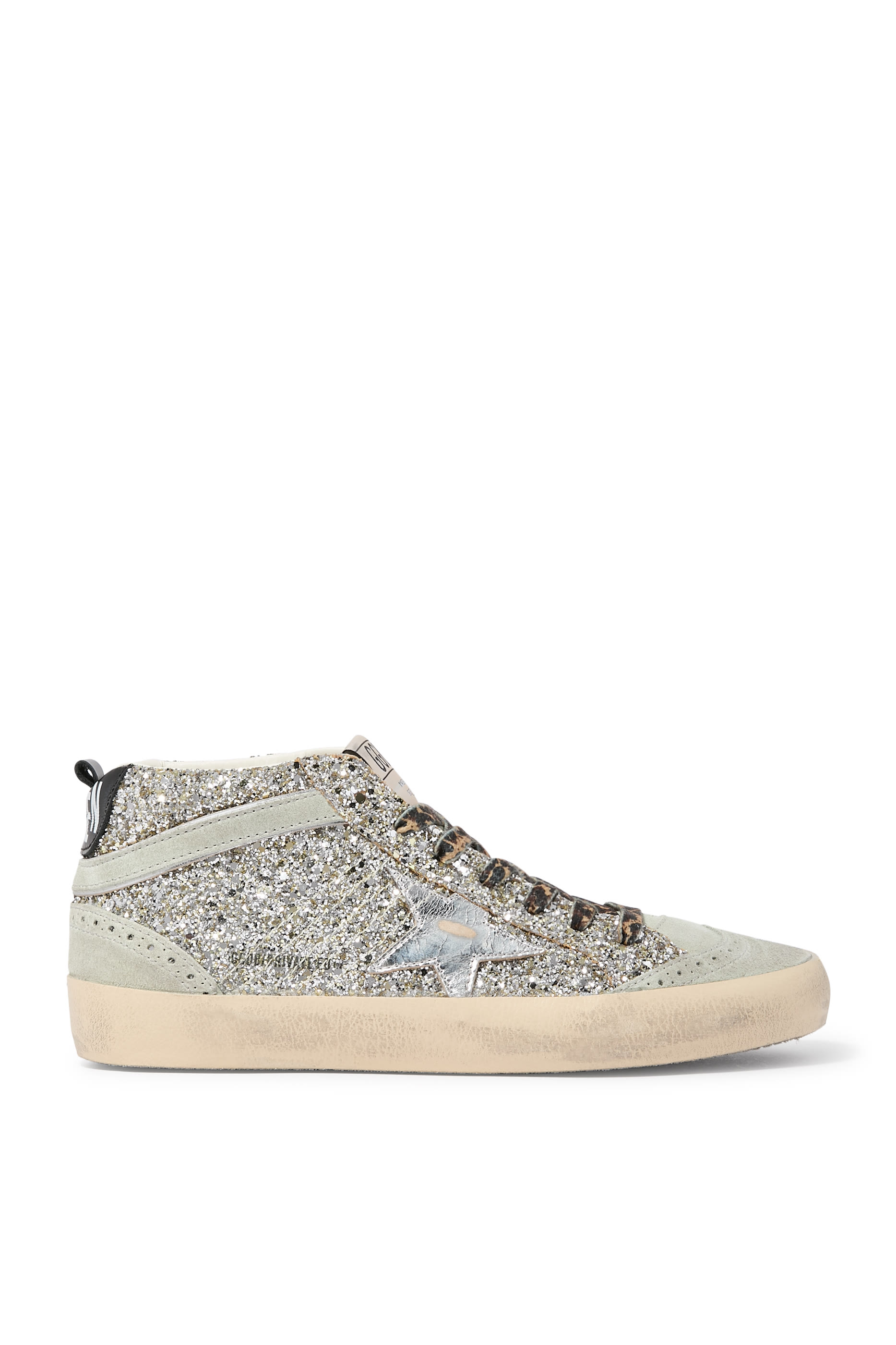 Mid Star Sneakers in Silver Glitter with Silver Star
