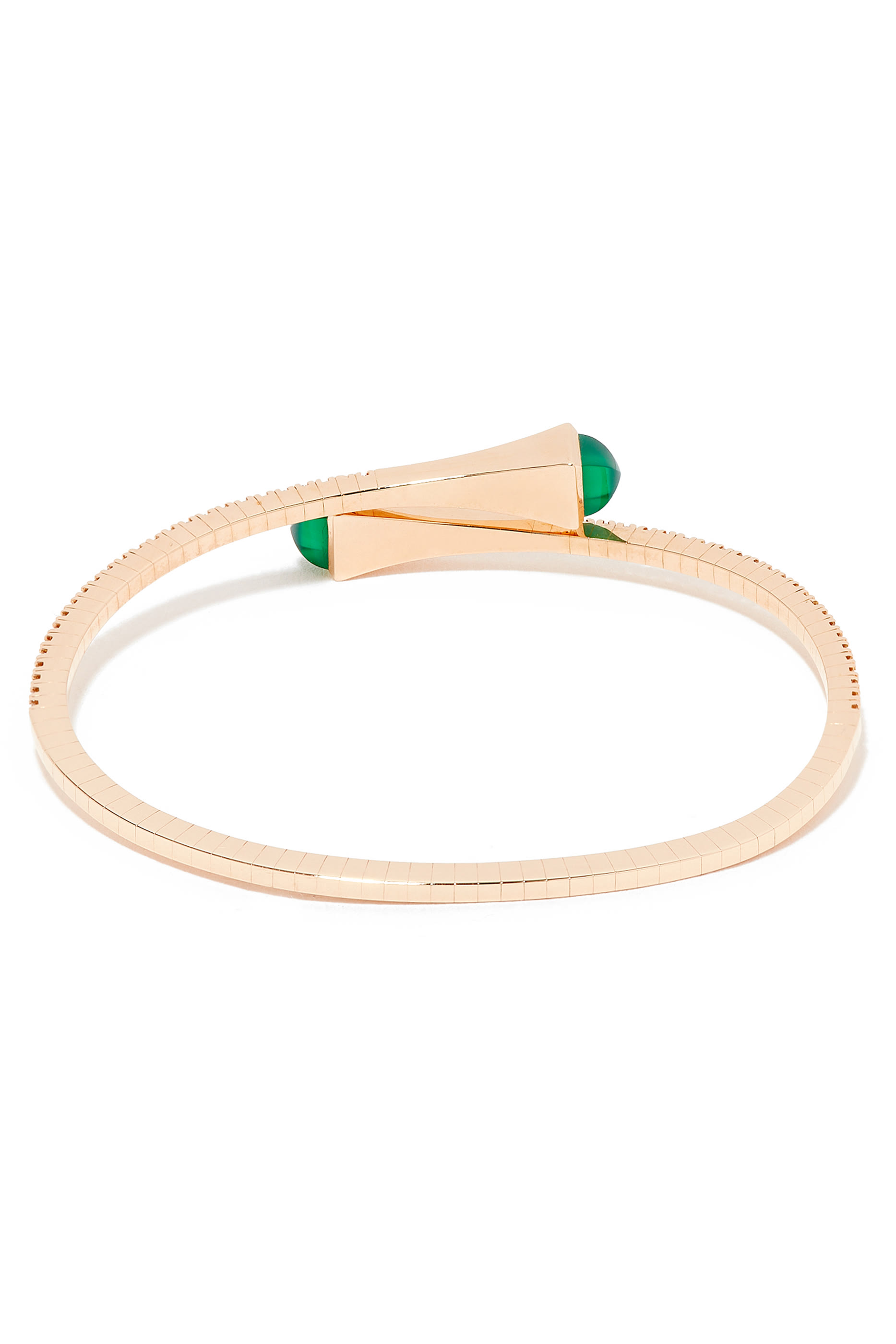 Cleo Slim Bangle, 18k Pink Gold with Green Agate & Diamonds