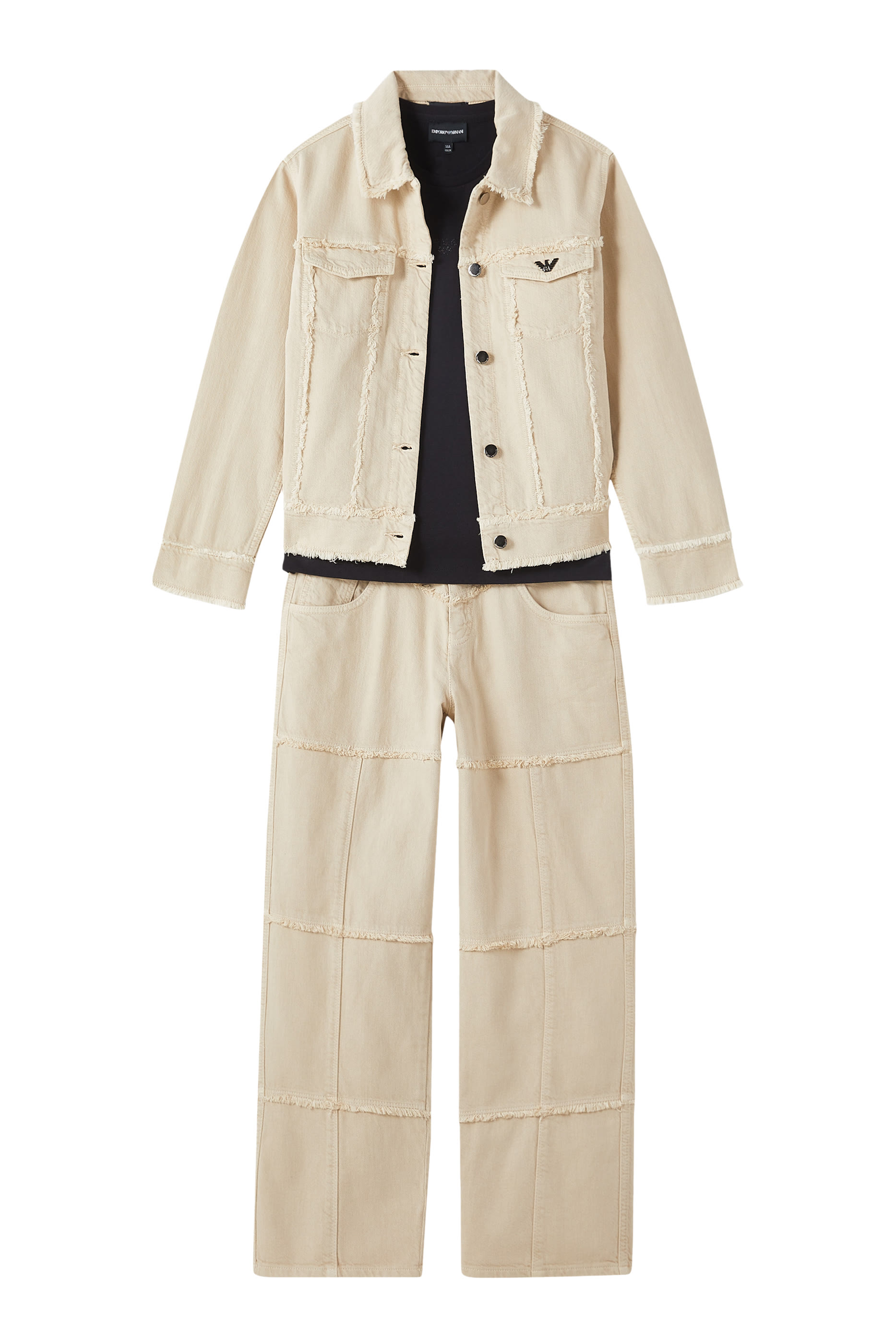 Kids Fringed Button-Down Denim Jacket