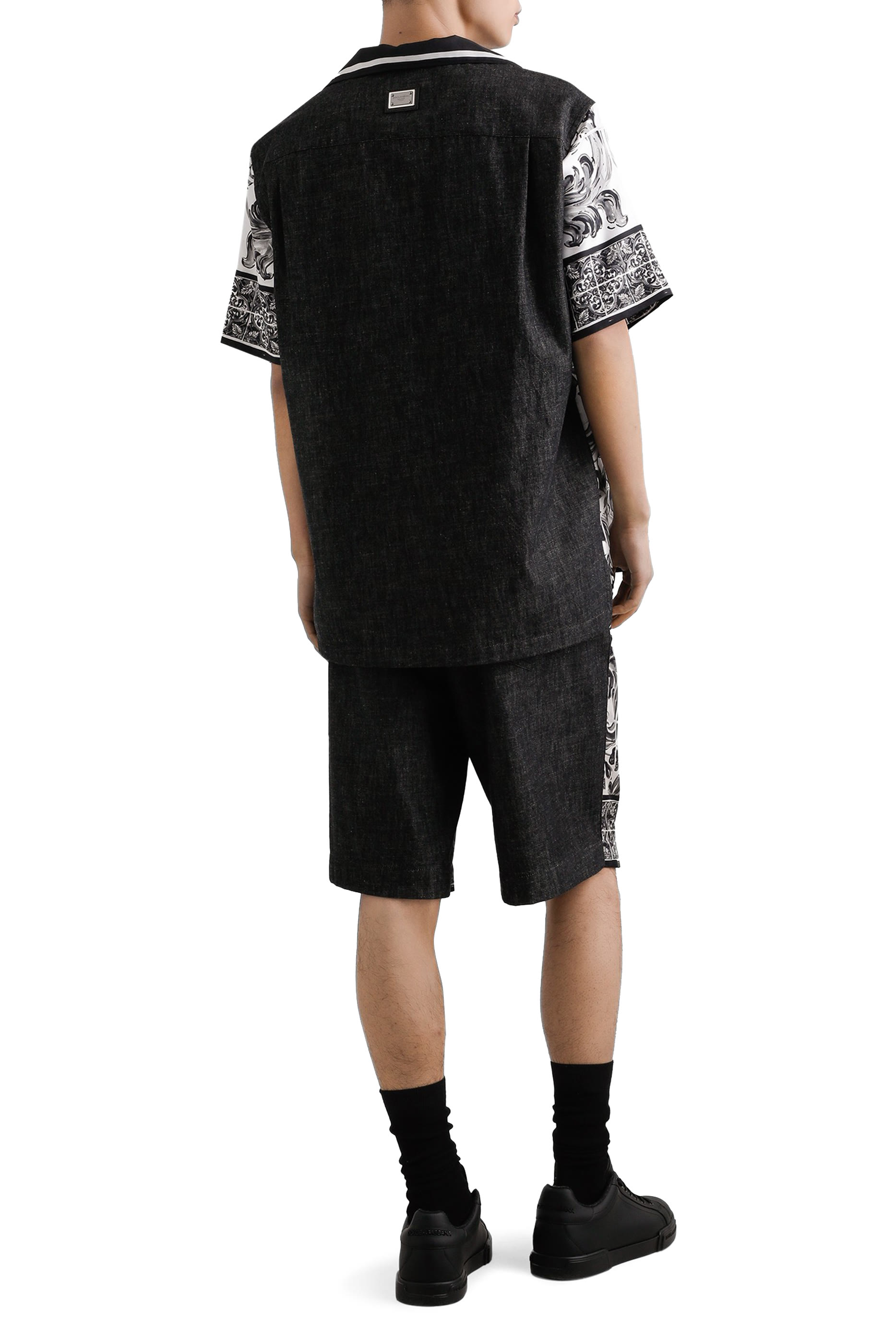 Majolica-Printed Denim Bermuda Shorts