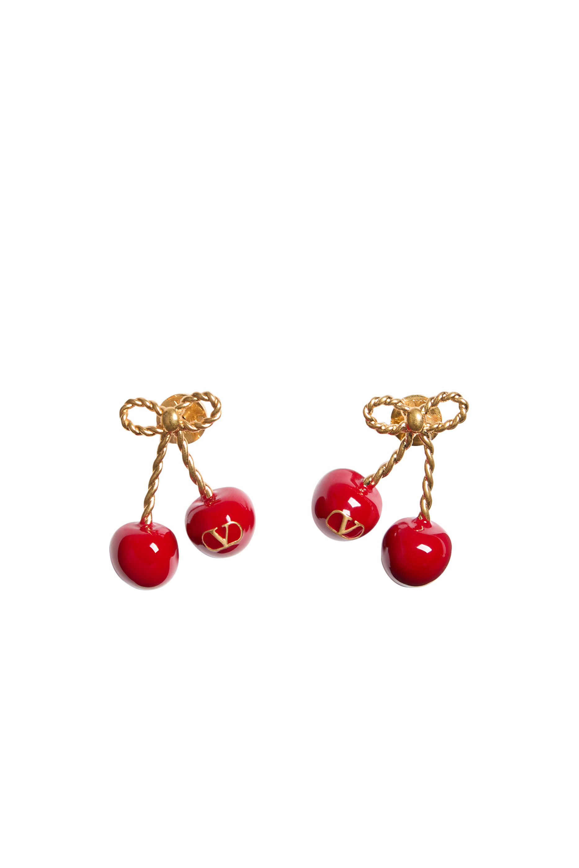 Chez Valentino Cherryfic Metal and Enamel Earrings