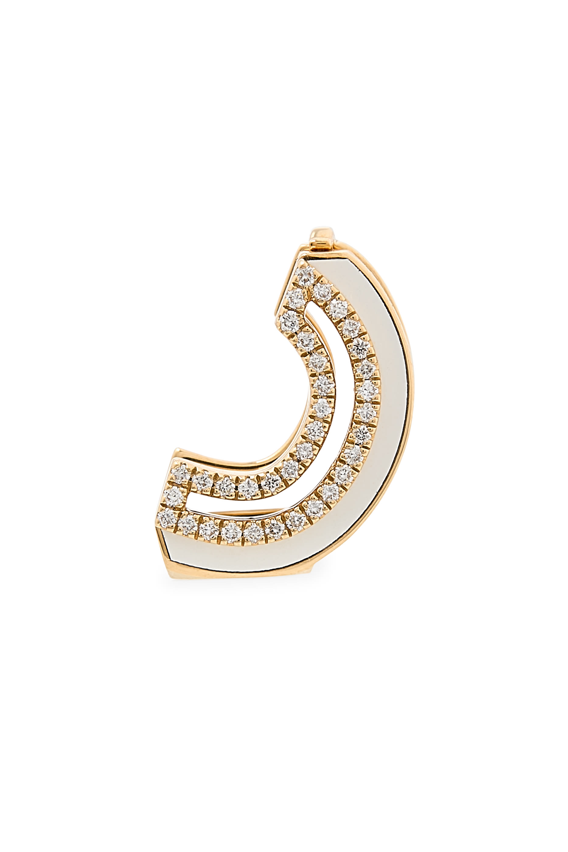 Arabic Letter Necklace, 18k Yellow Gold & Enamel, Diamonds