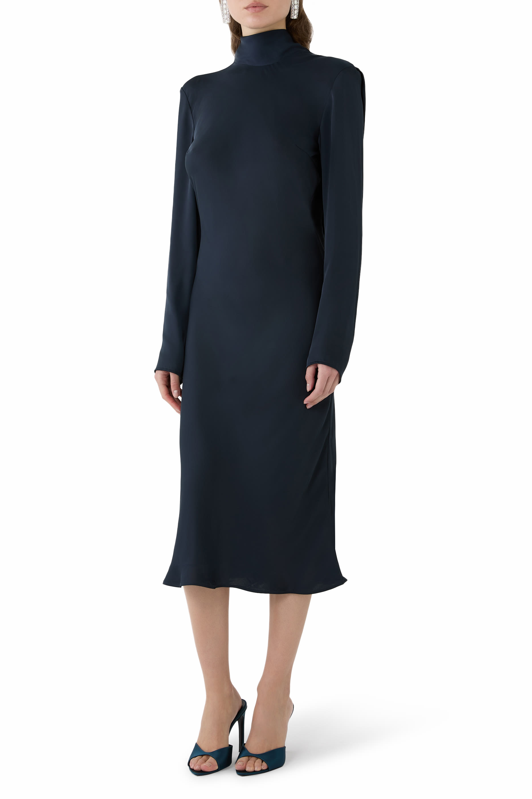 Satin Midi Drapy Dress 