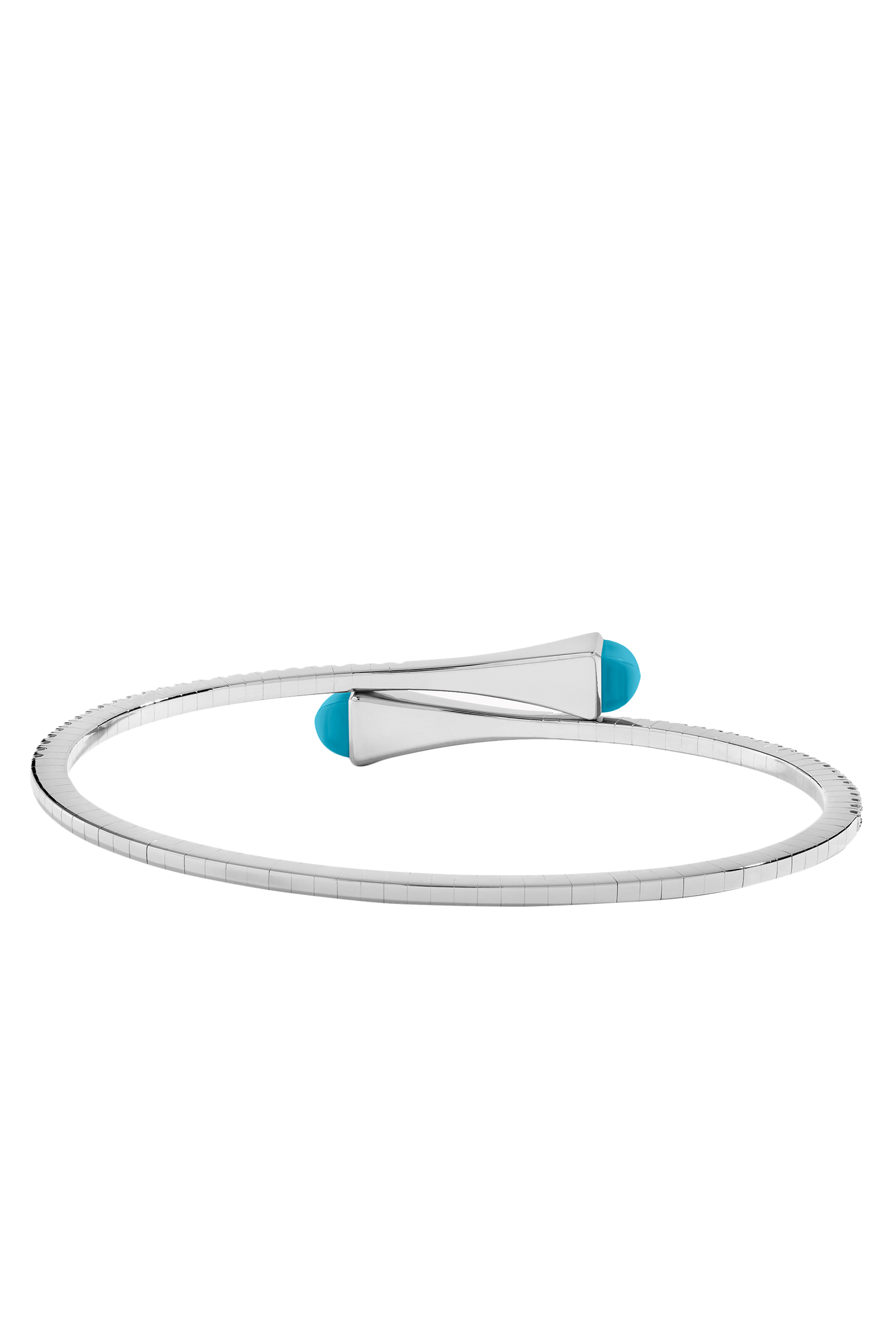 Cleo Slim Bangle, 18k White Gold with Turquoise & Diamonds