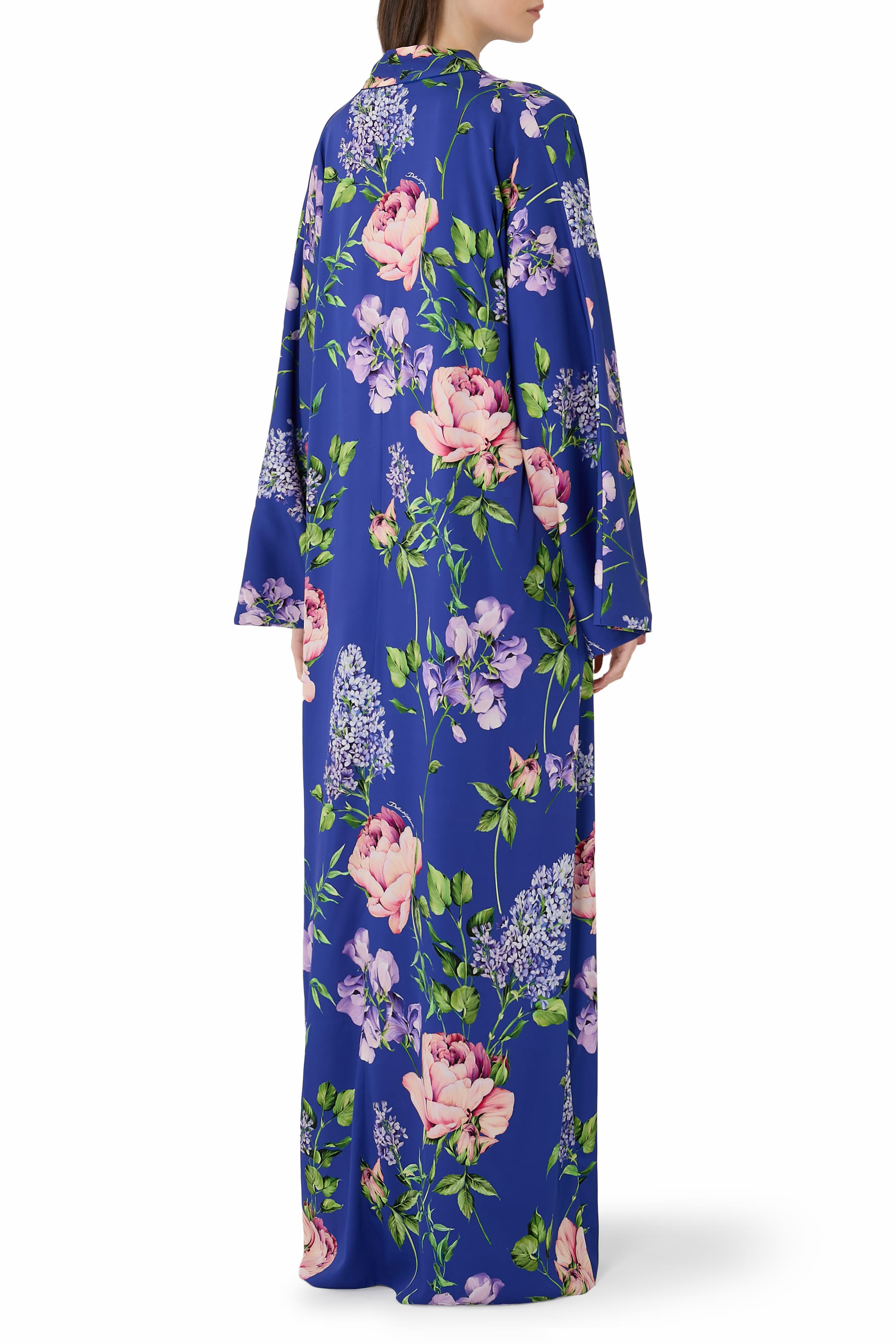 Rose-Print Charmeuse Dress