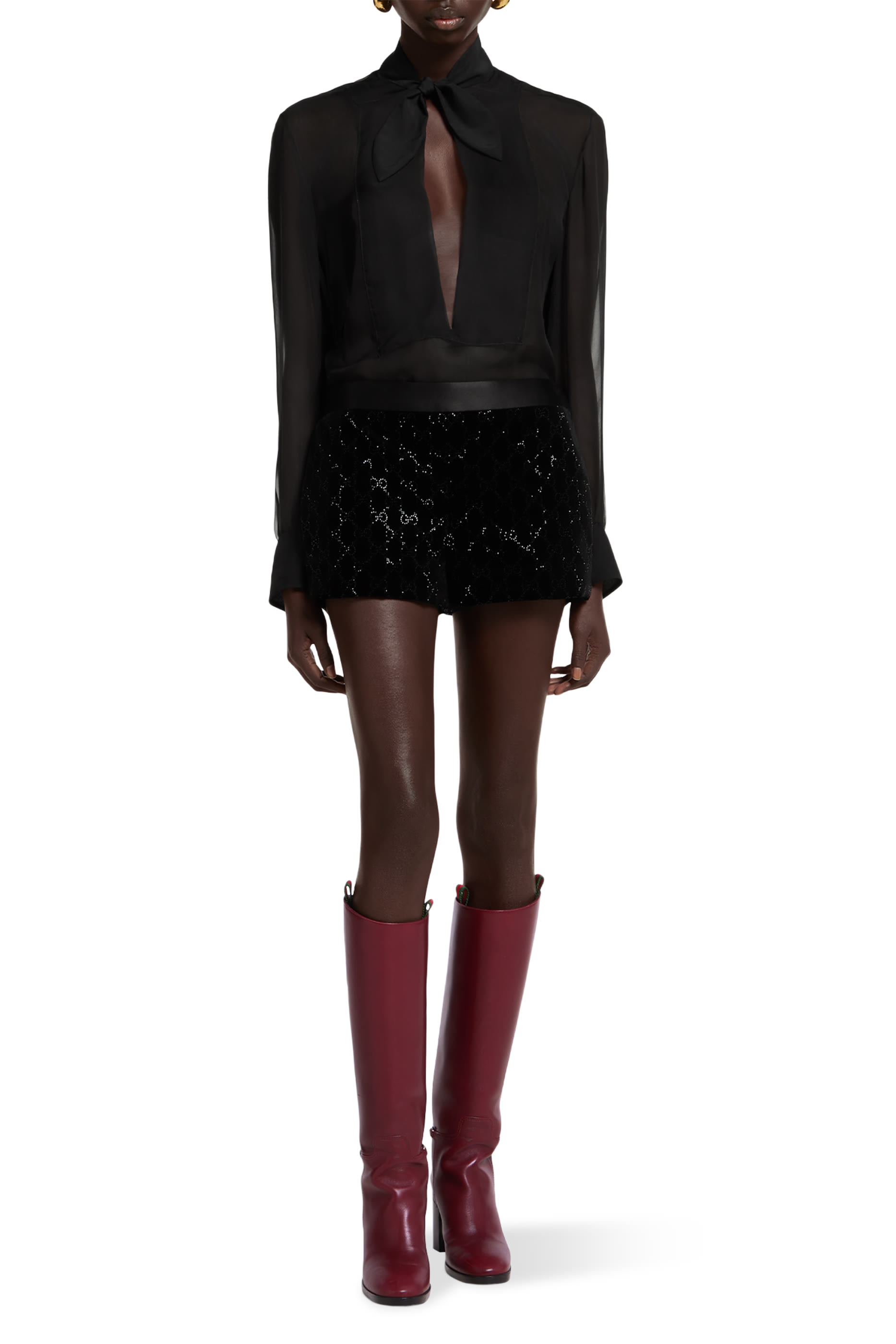 Embroidered Cotton Velvet Shorts