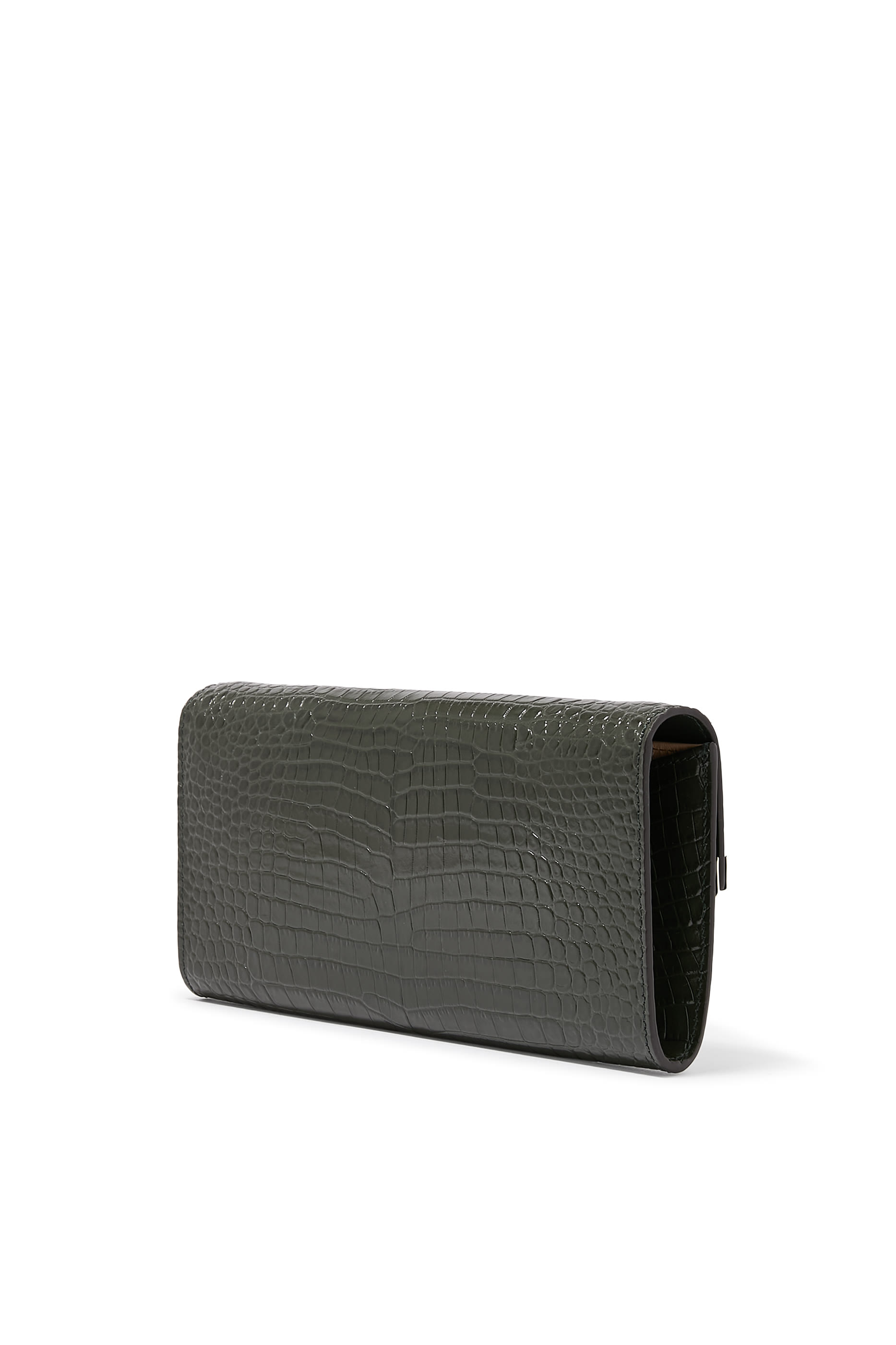 Emmie Croc-Embossed Linear Clutch