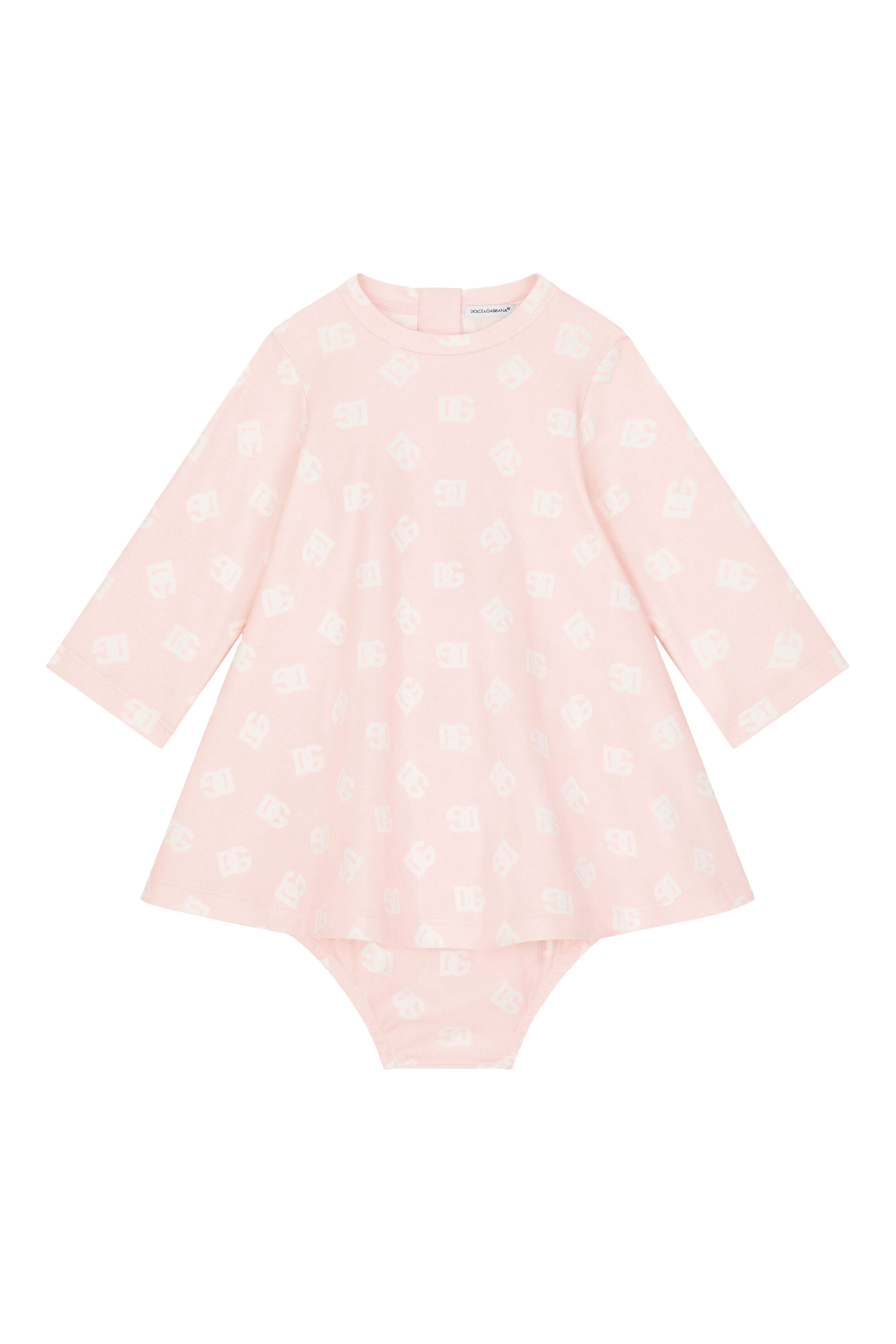 Kids Interlock Dress with All-Over Logo Print