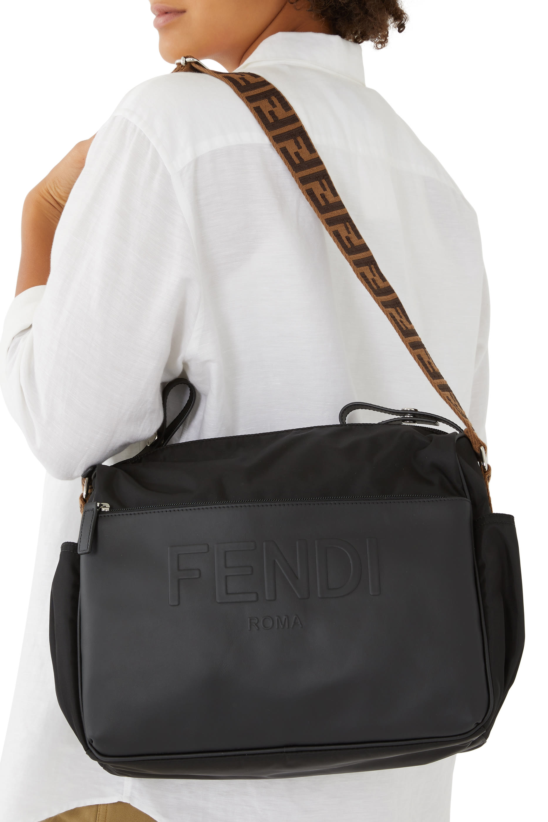 Leather And Nylon Diaper Bag