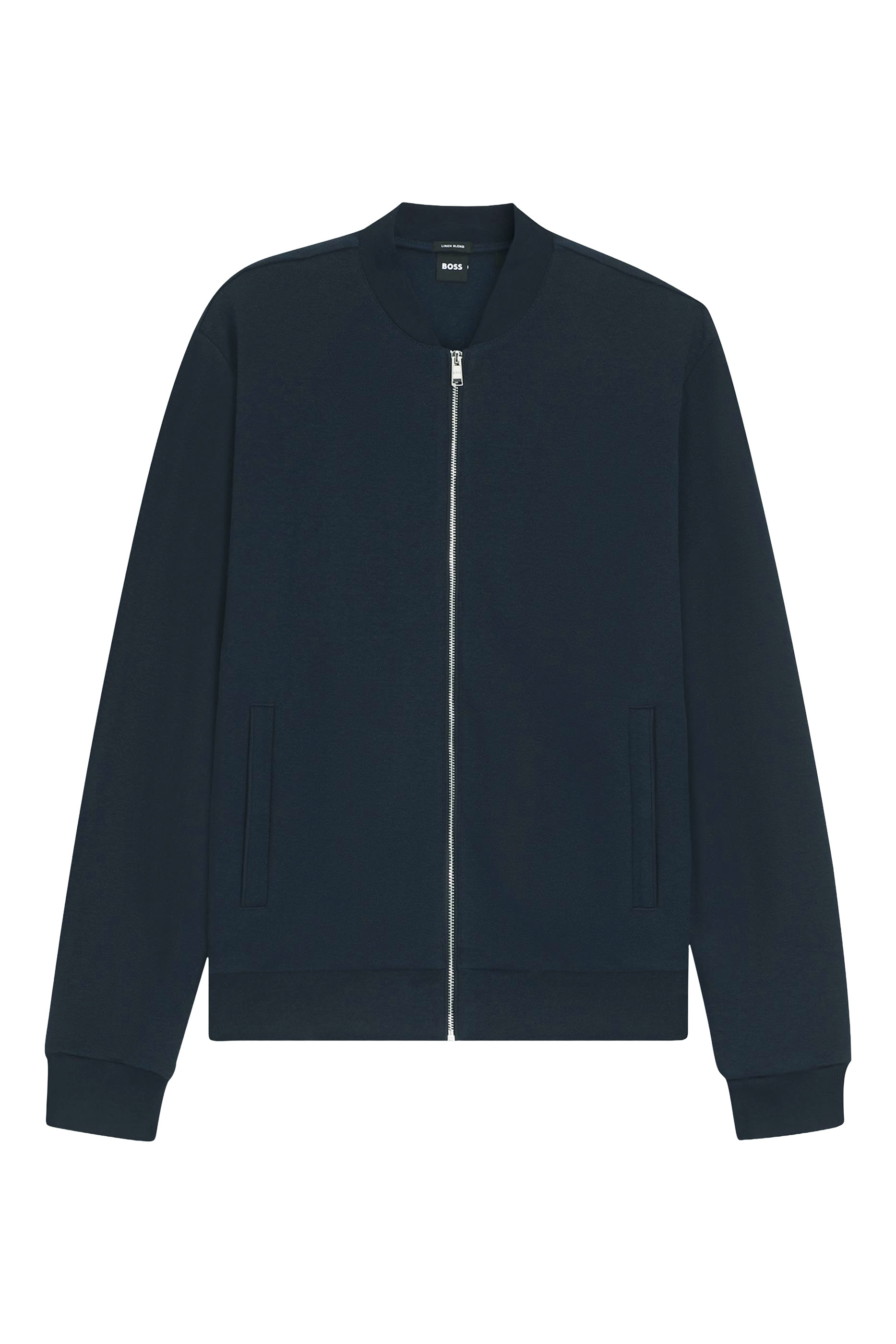 Zip-Up Cotton-Linen Piqu&eacute; Sweatshirt