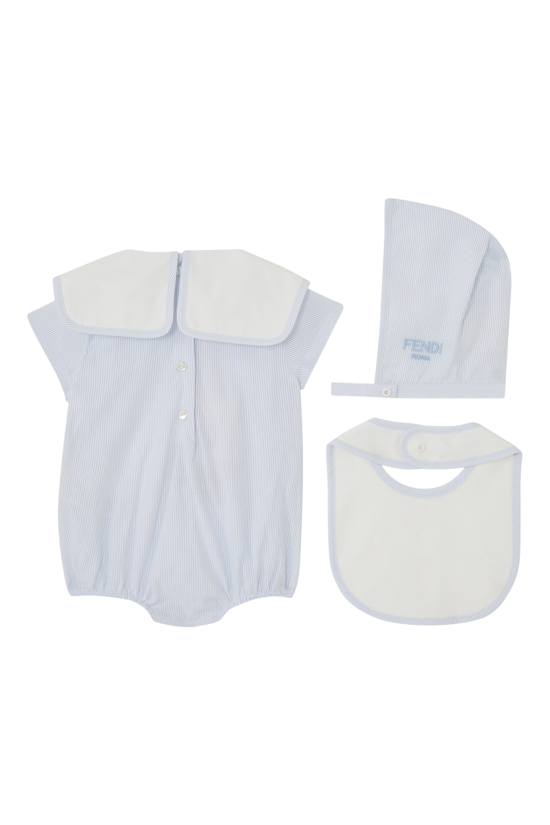 Kids Stripes Print Romper, Bib, and Beanie Gift Set