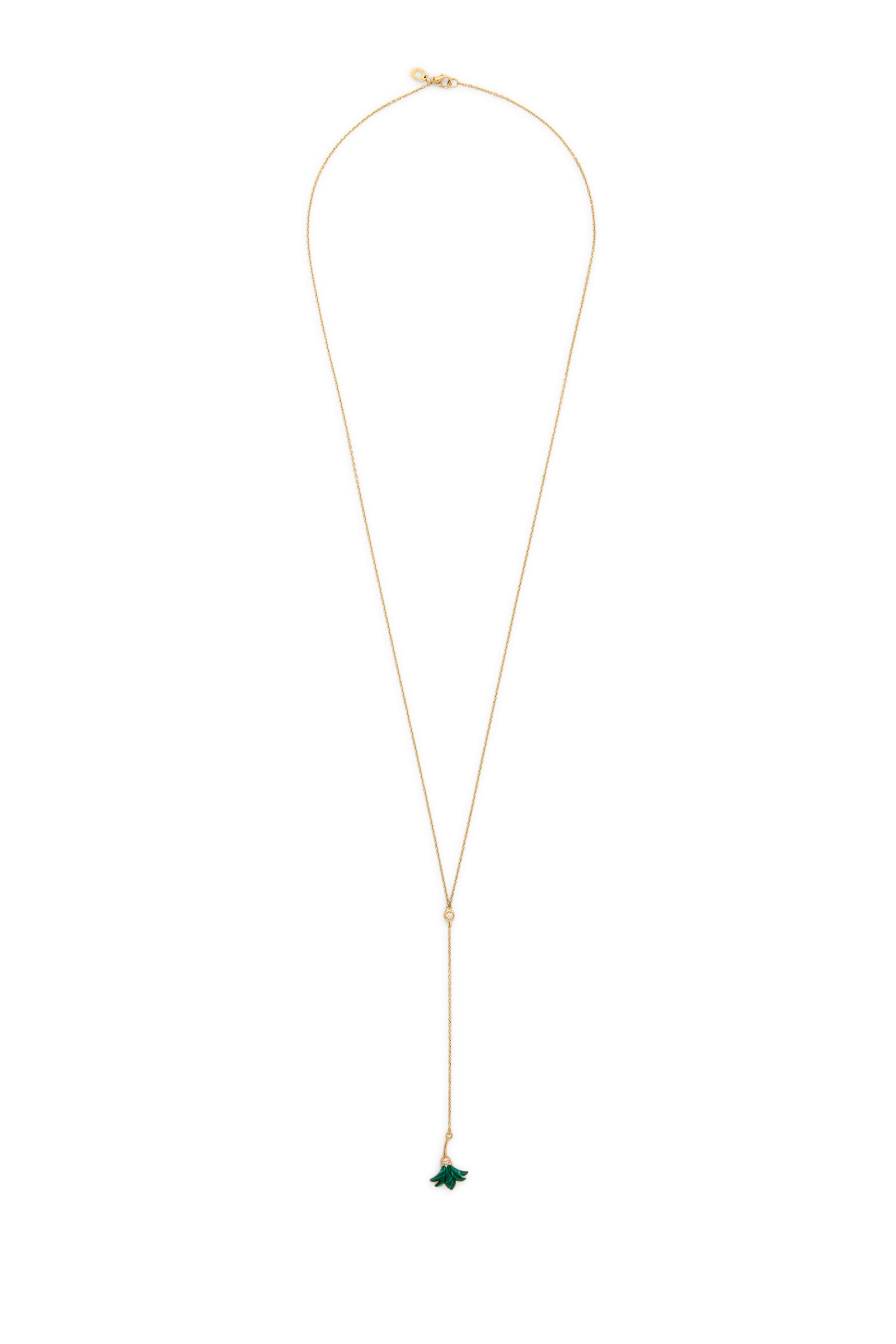 Psychedeliah Long Diamond Necklace, 18K Yellow Gold, Diamonds & Malachite 