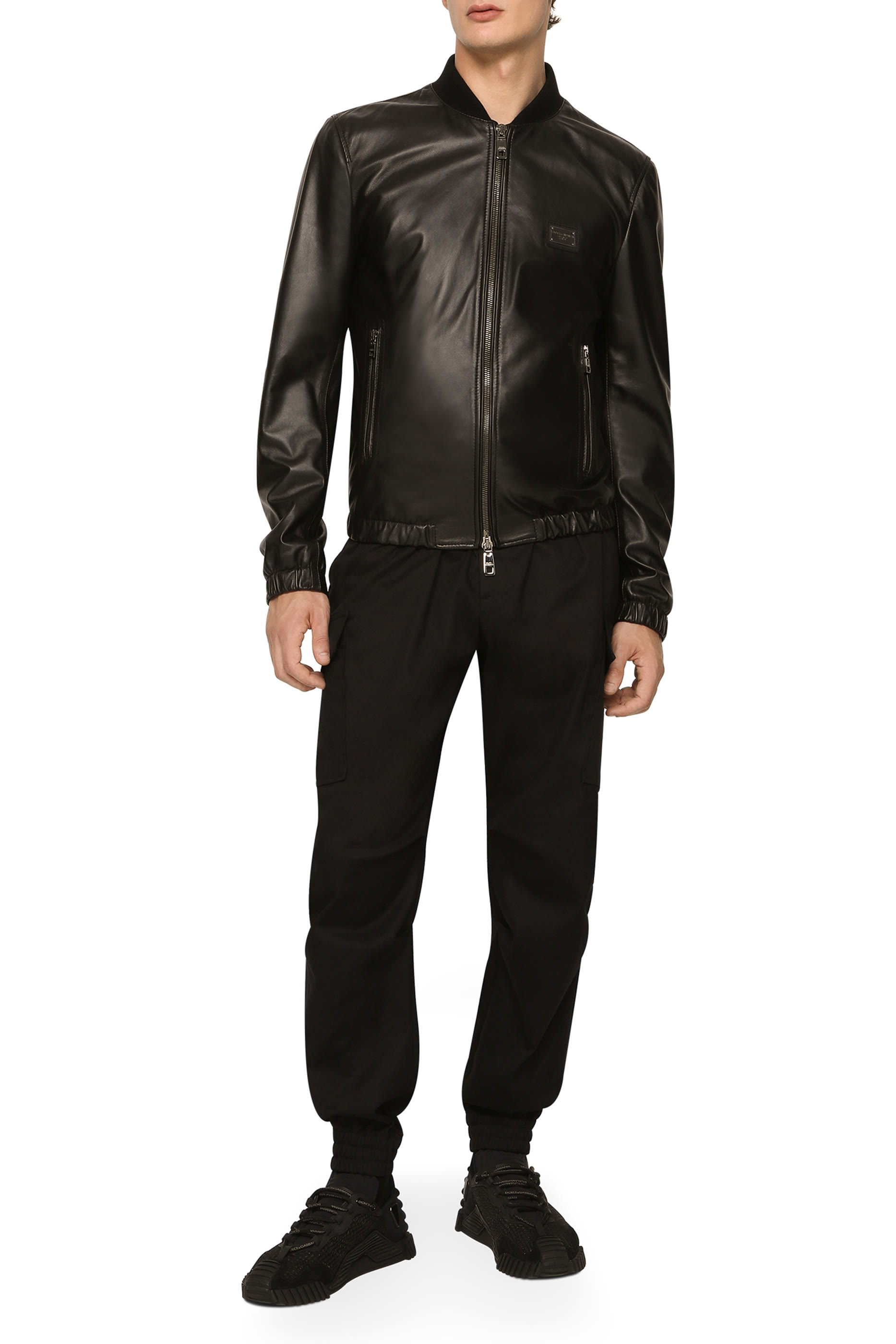 Leather Jacket with Branded Tag