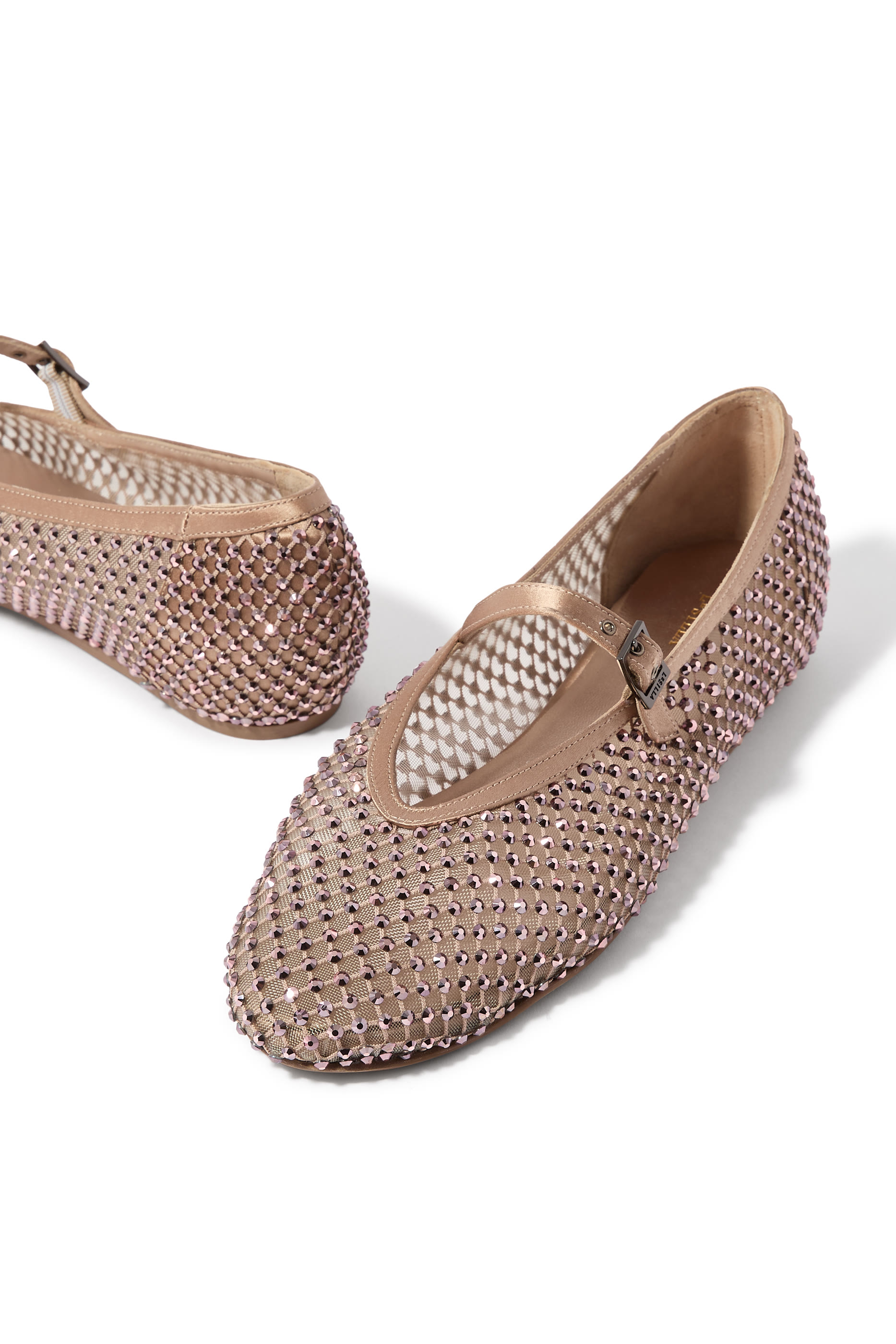  Pewter Fishnet Ballet Flat with Crystals