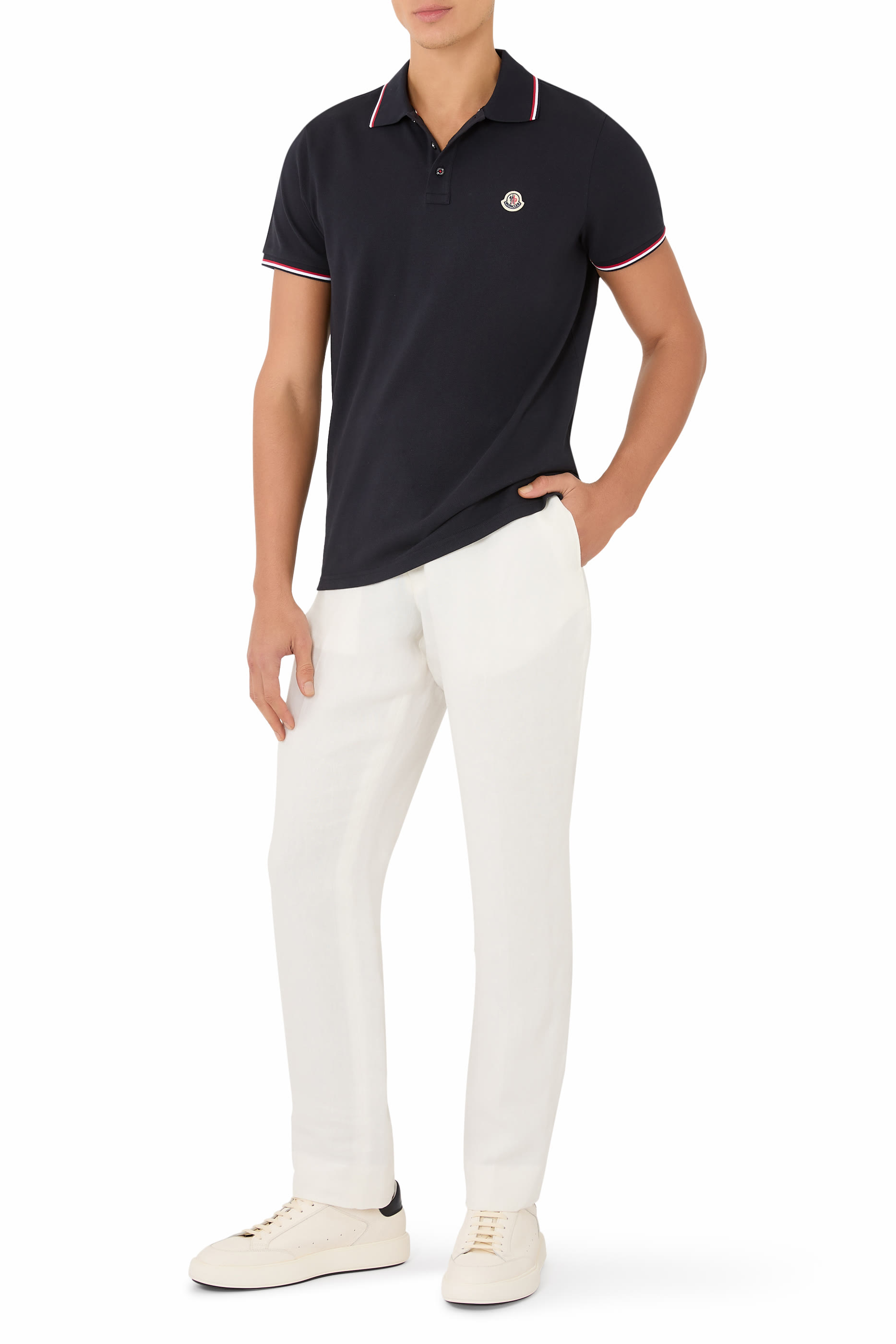 Tricolor-Trimmed Cotton Piquet Polo Shirt