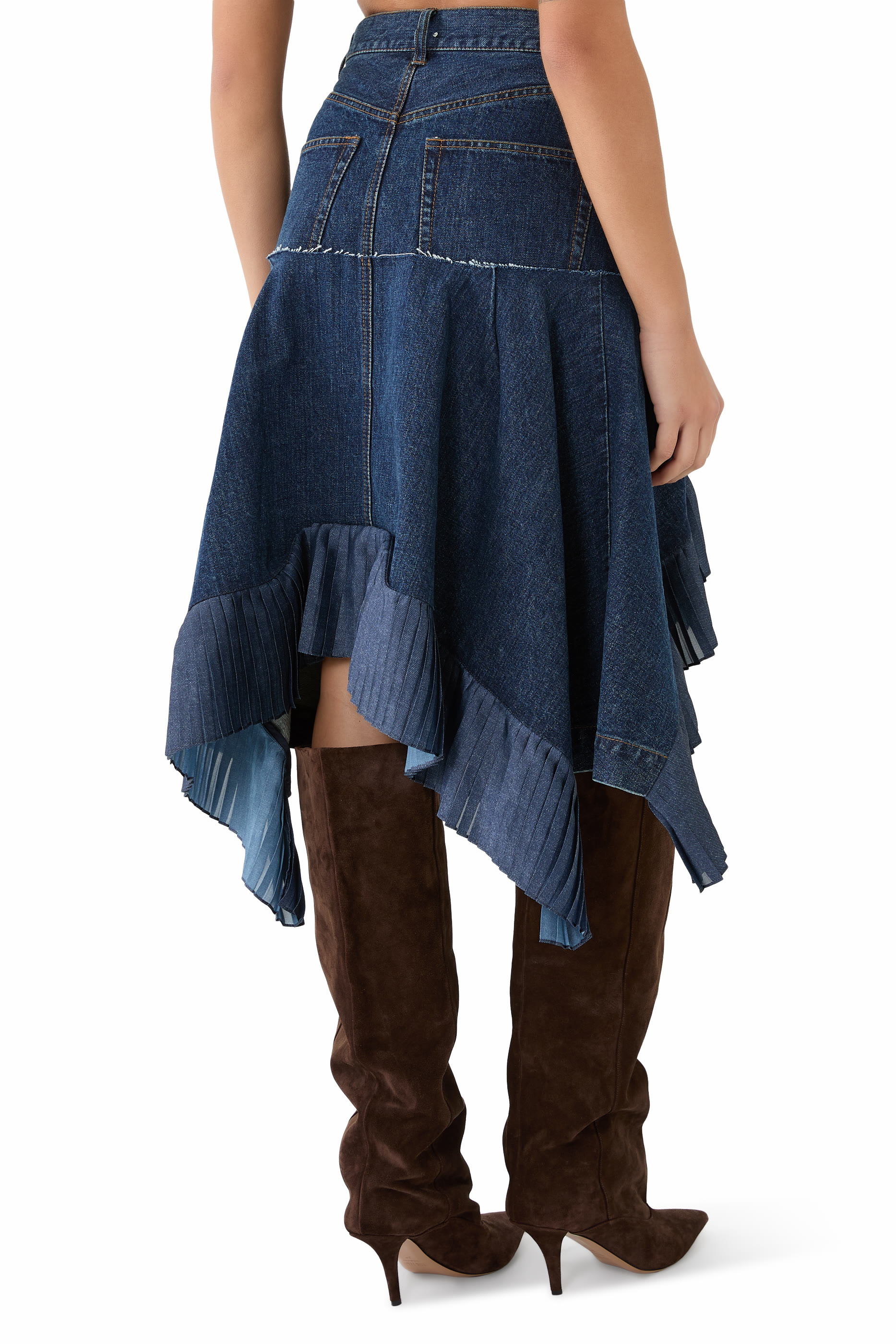 Asymmetric Denim Skirt