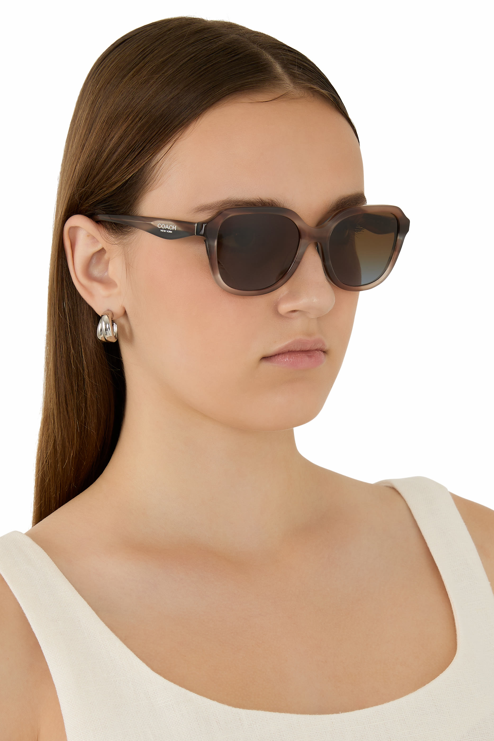 Square Frame NY Thin Temple Sunglasses