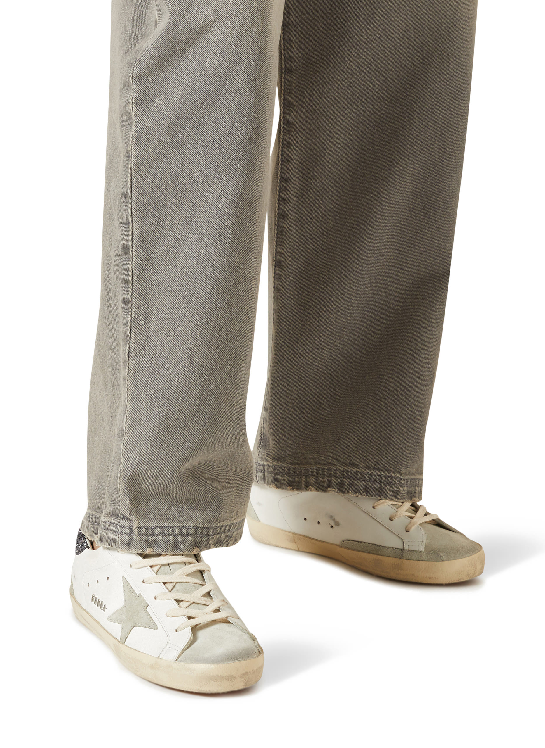  Super-Star Sneakers with Grey Star and Dark Grey Glitter Heel Tab