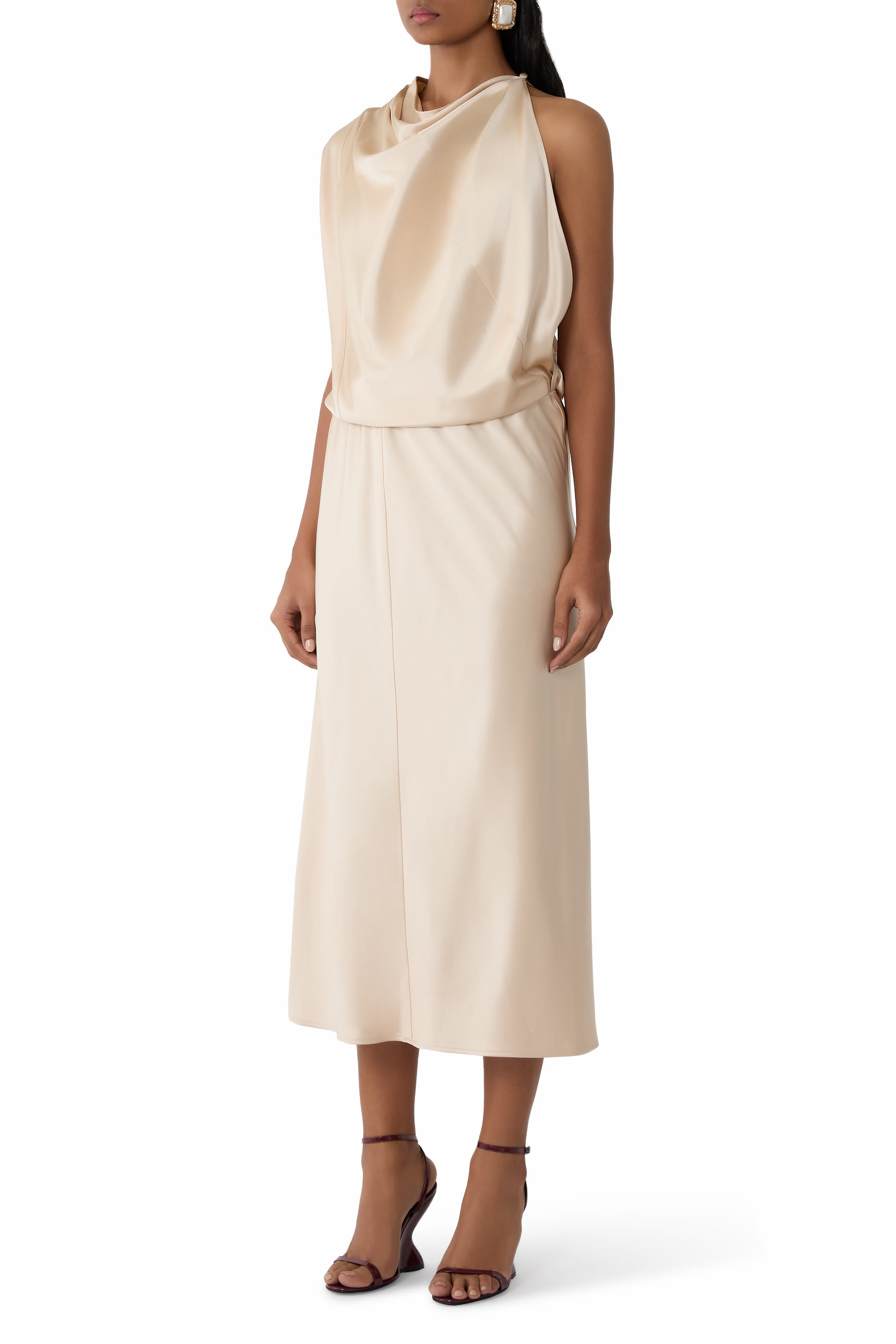 Sleeveless Drape Neck Dress 