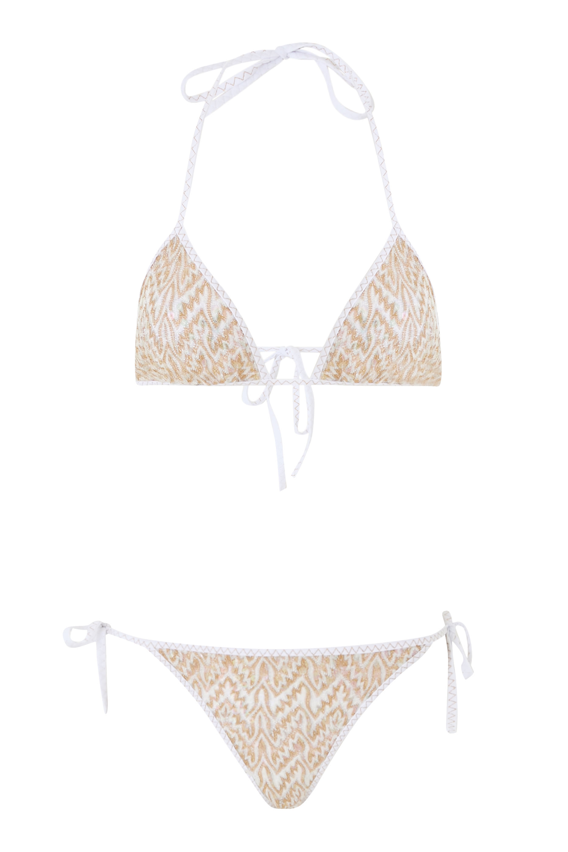 Triangle Bikini with Zigzag Pattern and Adjustable Ties