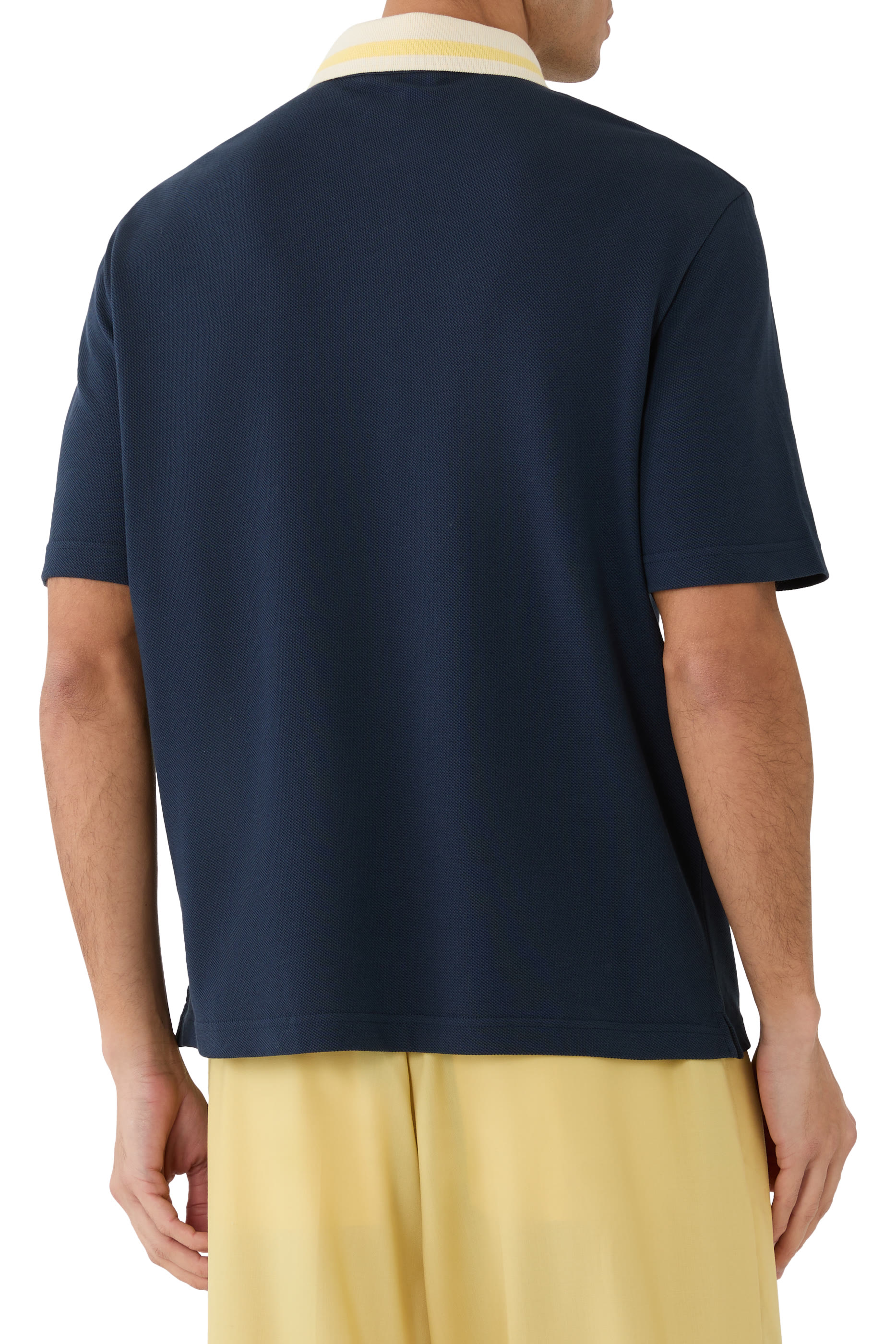 Striped Collar Piqu&eacute; Polo Shirt