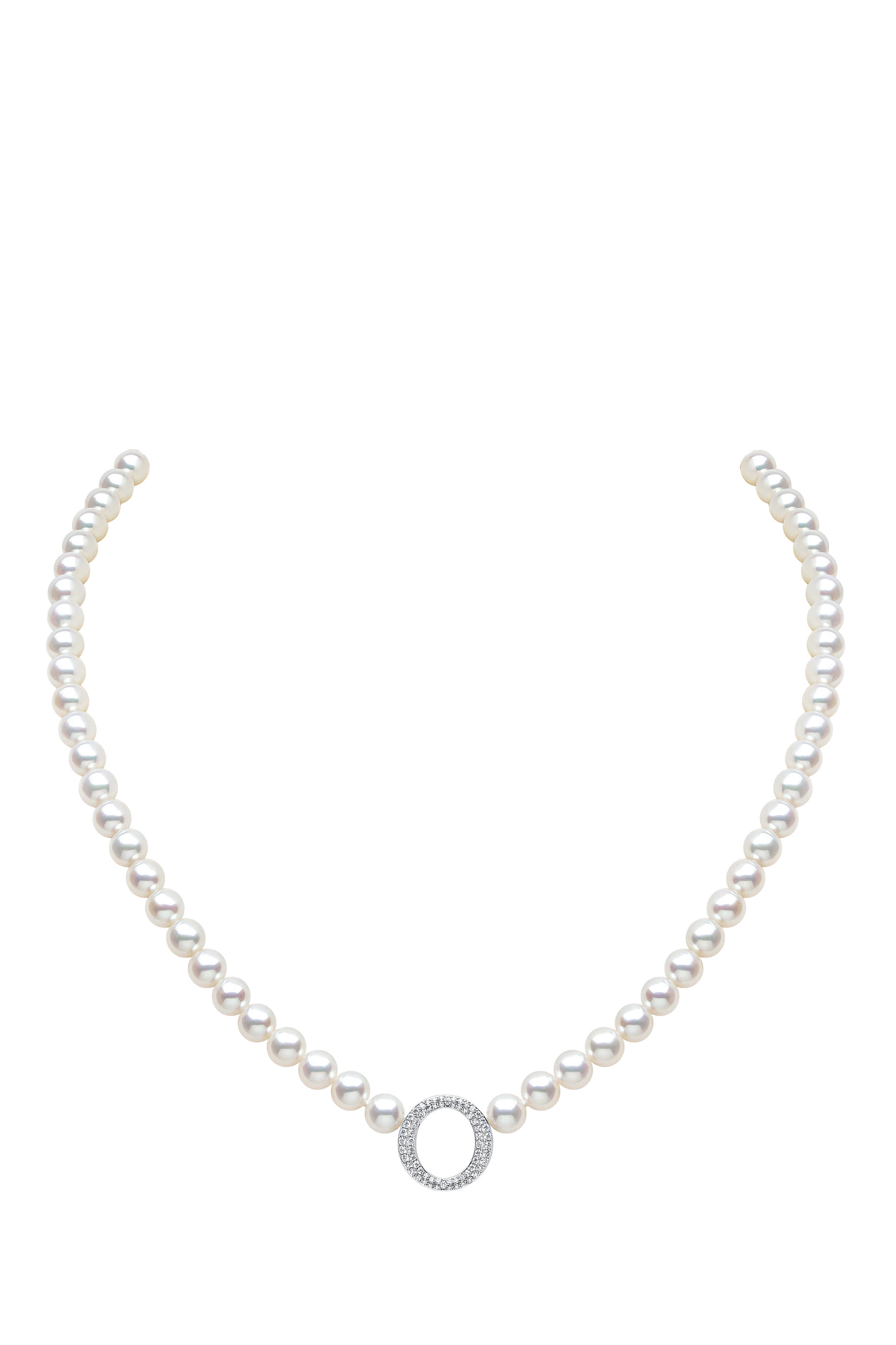 O by Yoko Necklace, 18K White Gold, Pearls & Diamonds