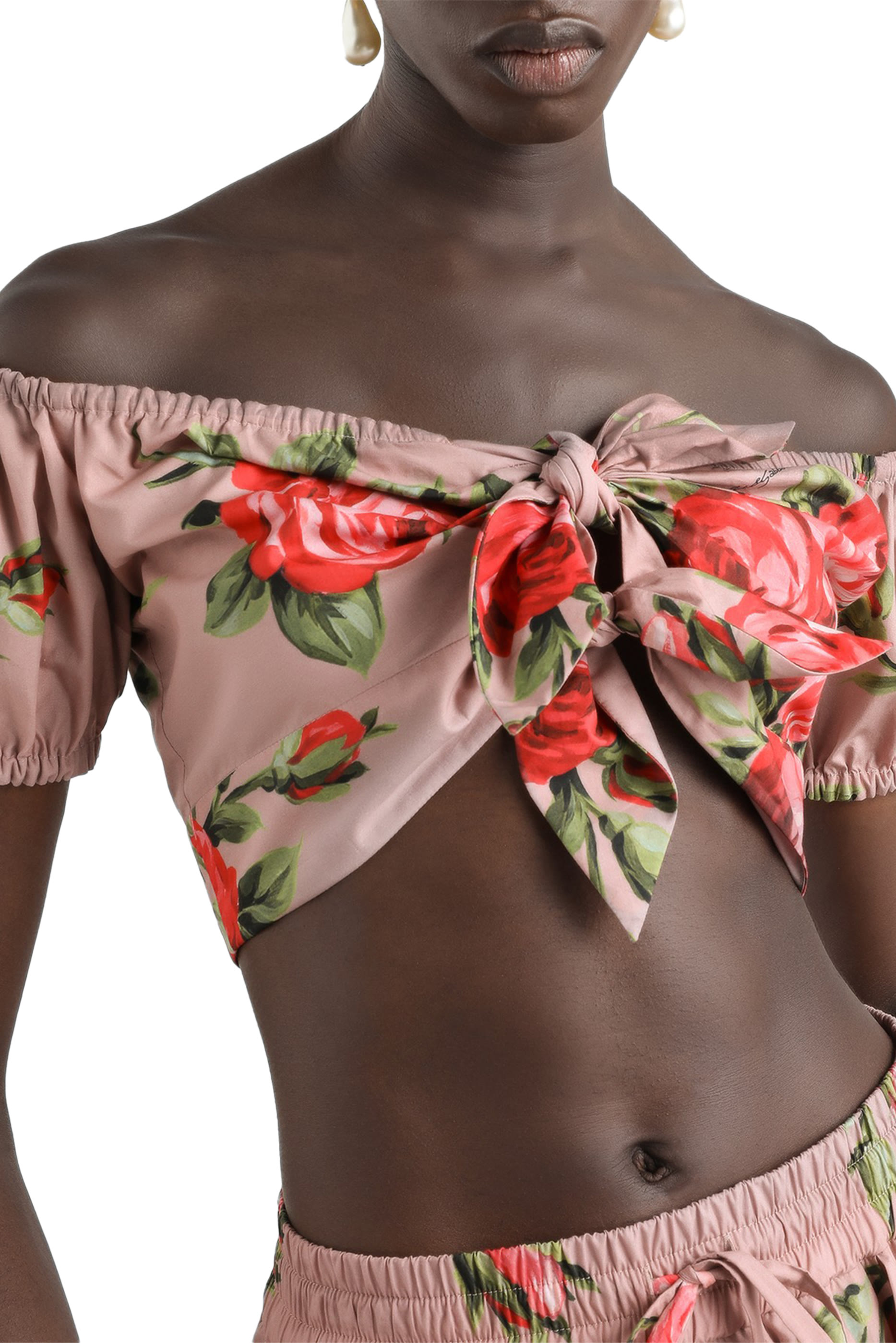 Rose Bouquet-Print Cotton Top