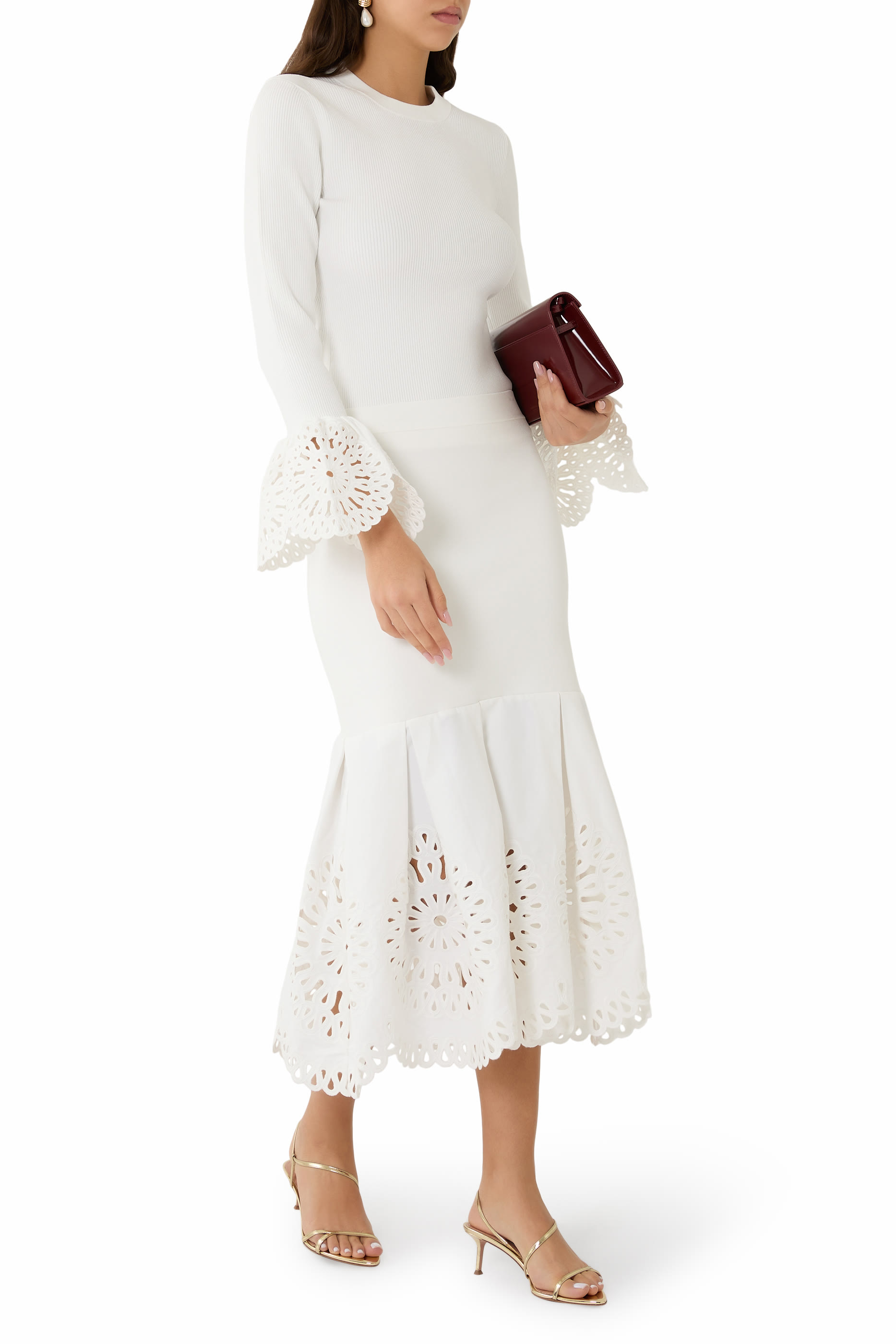 Eveletta Embroidered Knit Midi Skirt