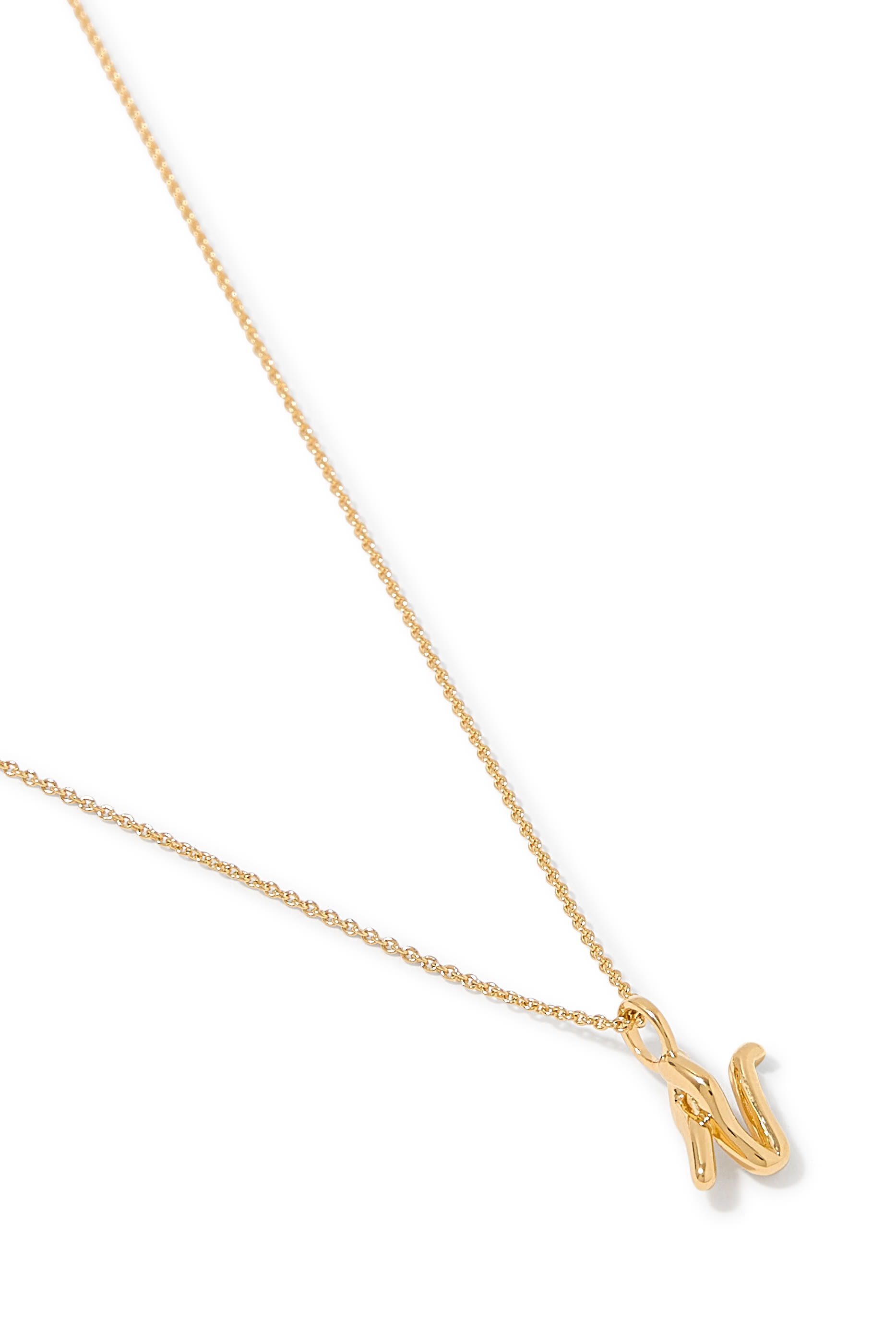 Curly Molten Mini Initial Necklace - N, 18ct Recycled Gold Vermeil on Recycled Sterling Silver