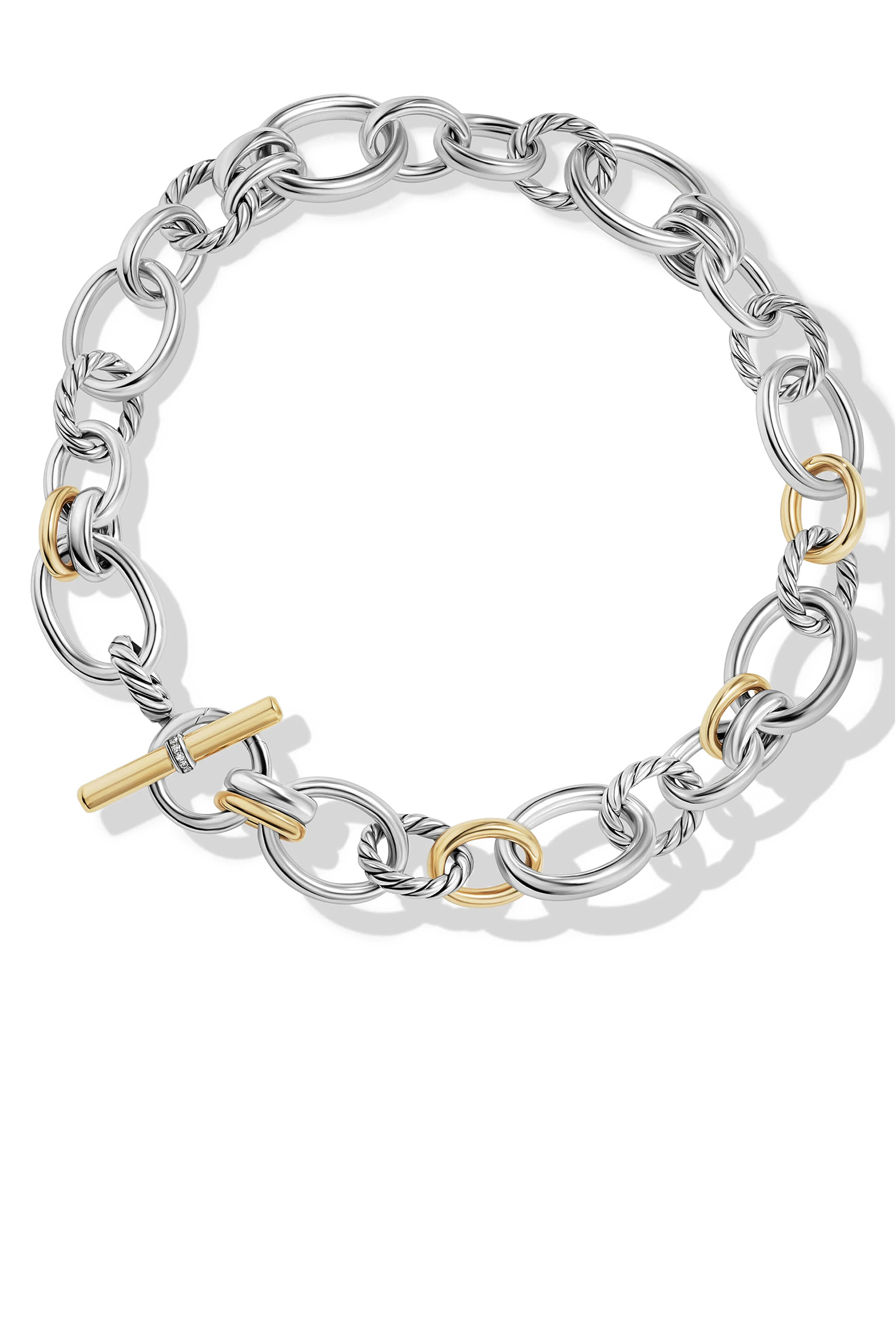 DY Mercer 19in Chain Necklace, 18k Yellow Gold, Sterling Silver & Diamonds
