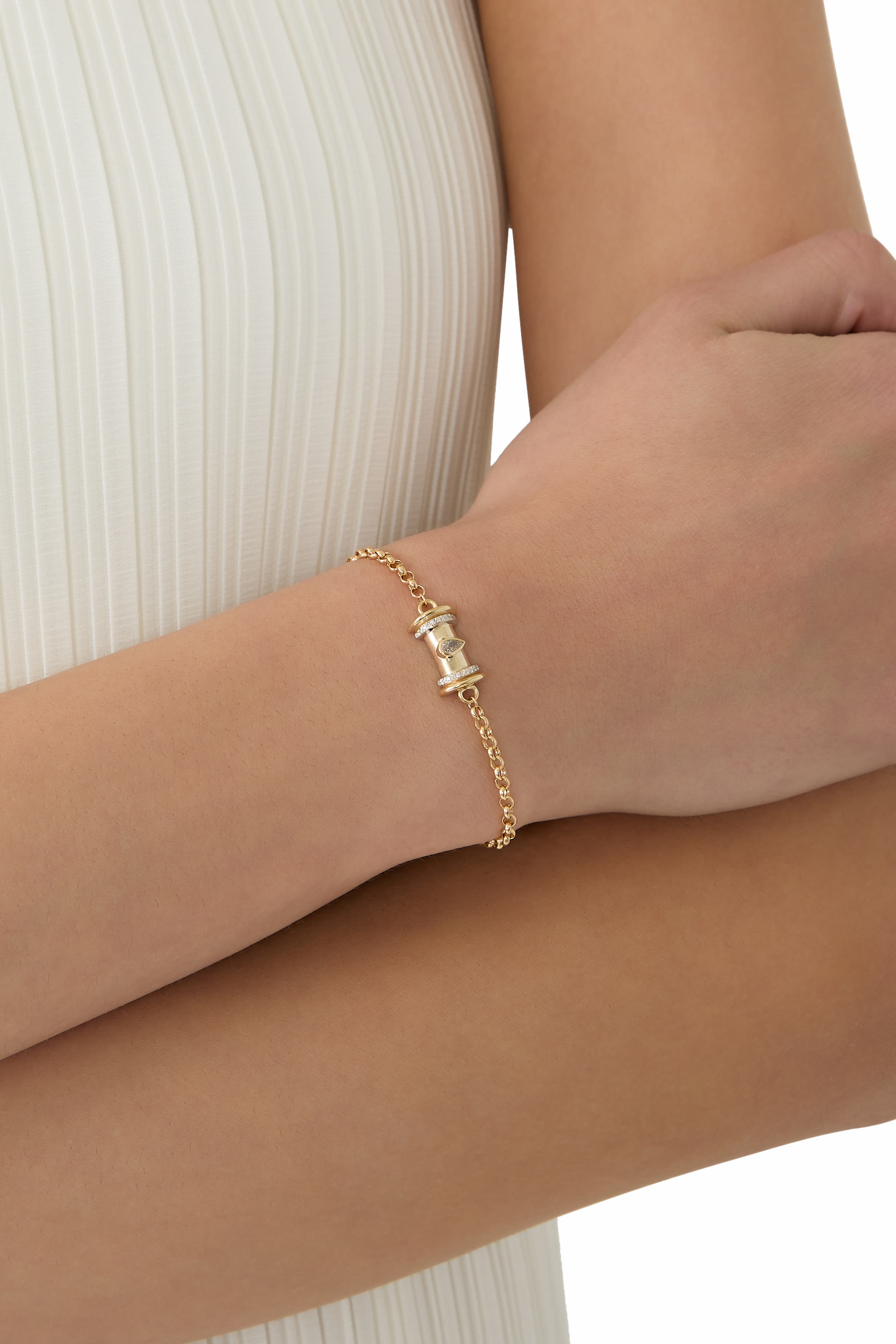 Warrior Princess Diamond Drop Bracelet, 18K Yellow Gold & Diamonds