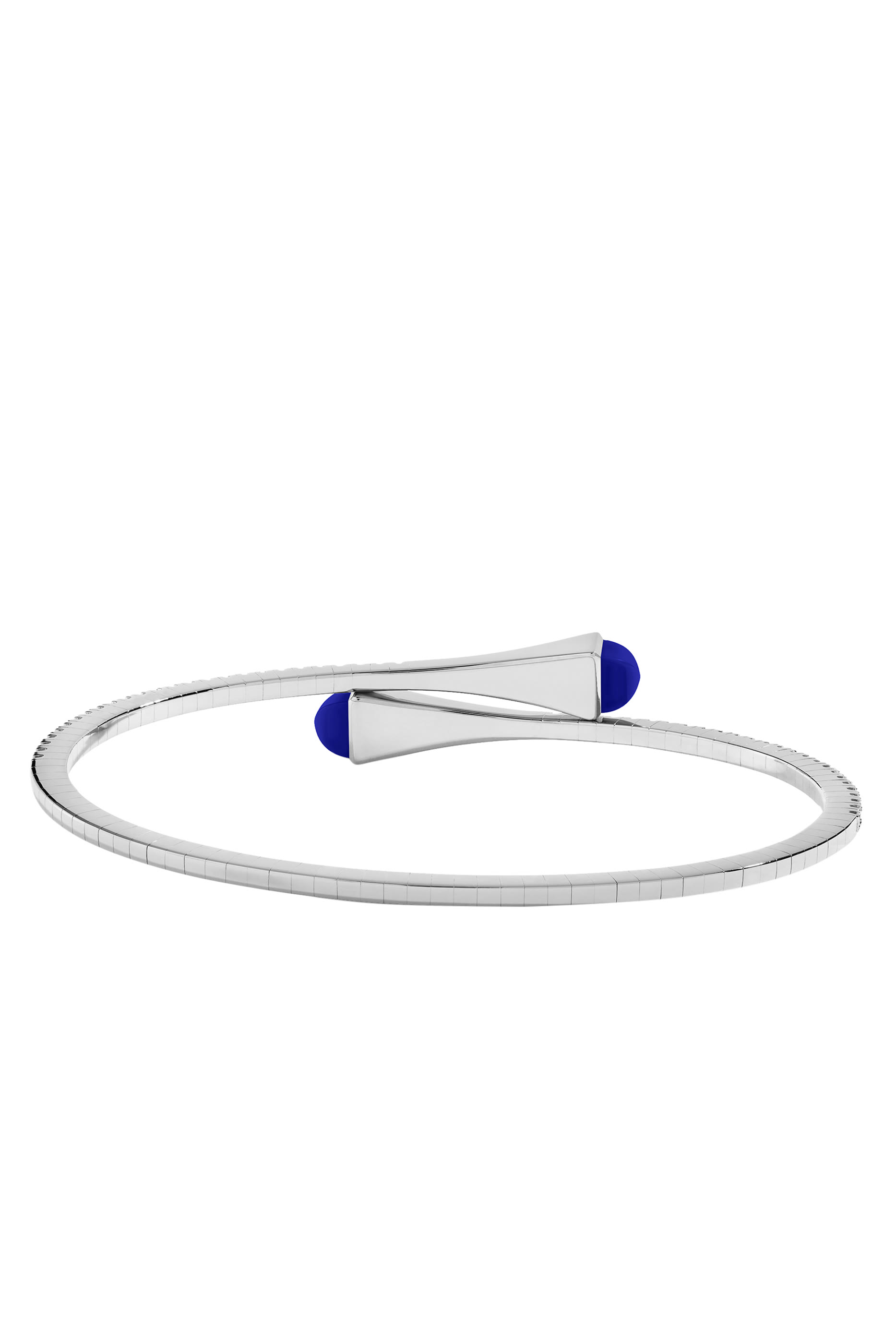 Cleo Slim Bangle, 18k White Gold with Lapis Lazuli & Diamonds