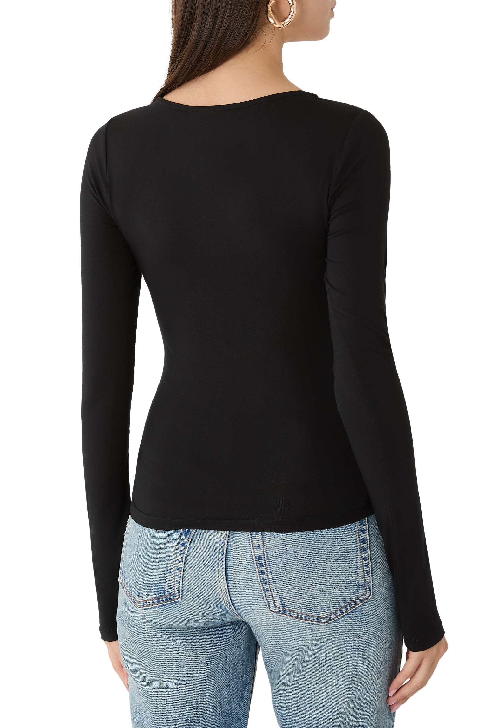 Jersey U Wire Long Sleeves Top